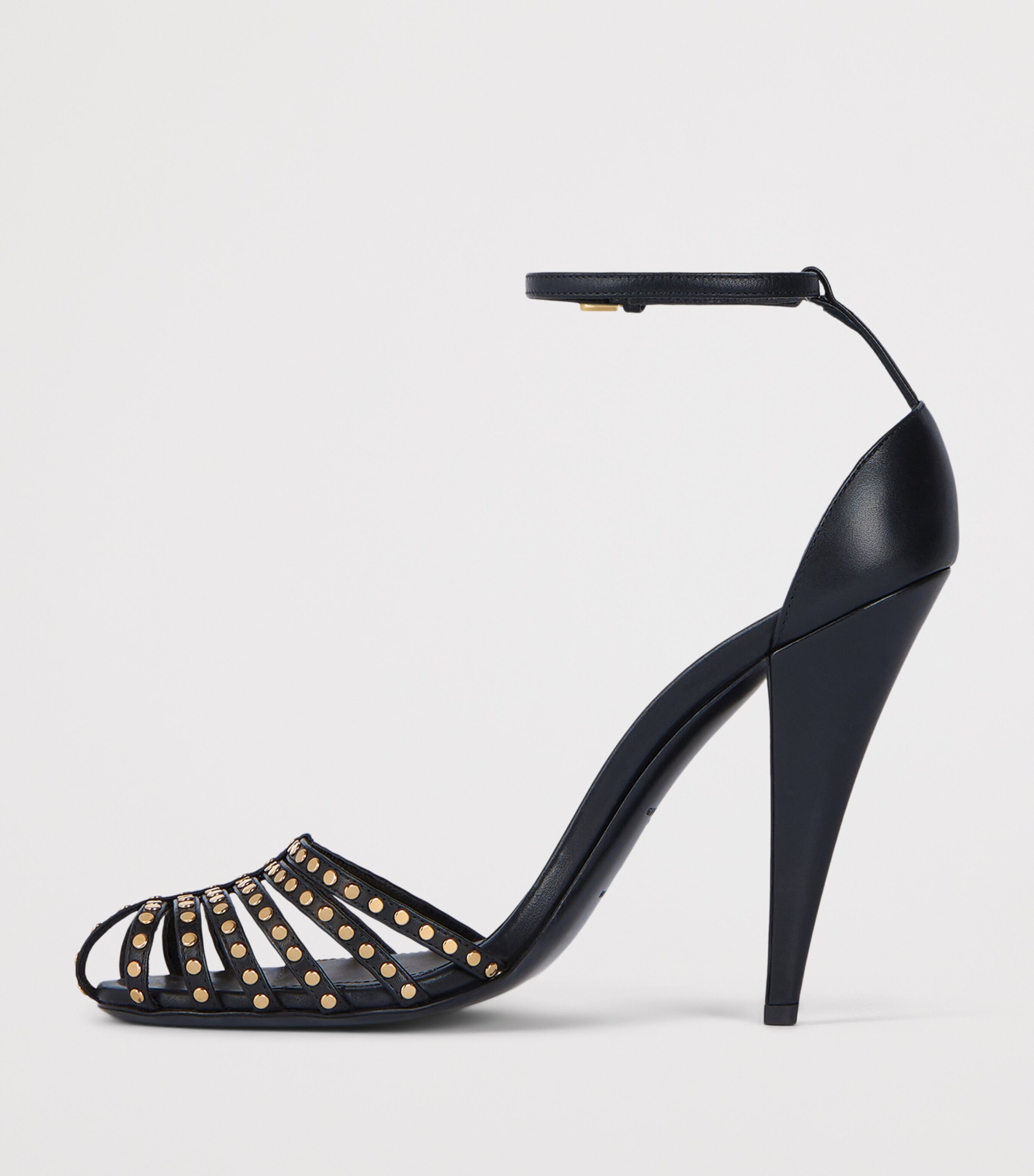 Leather Studded Cage Sandals 95 BLACK Image 3