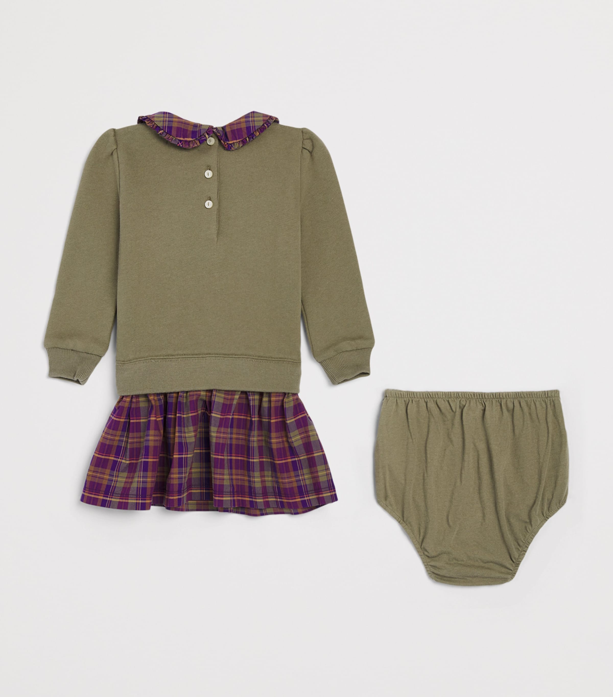 Ralph Lauren Kids Polo Bear Dress and Bloomers Set (3-24 Months) Cruise Olive Image 2
