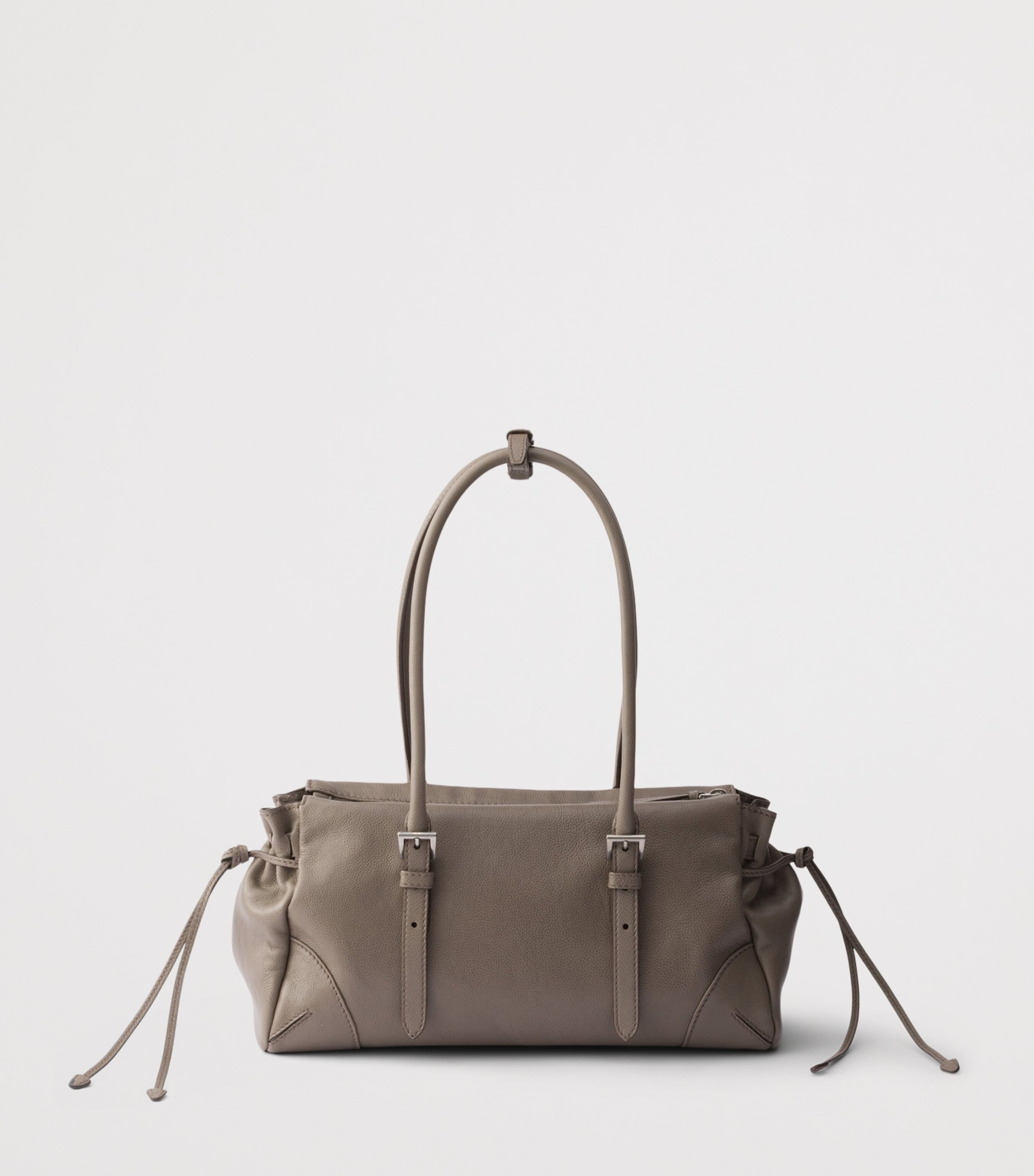 Prada Medium Leather Bonnie Top-Handle Bag Grey Image 3