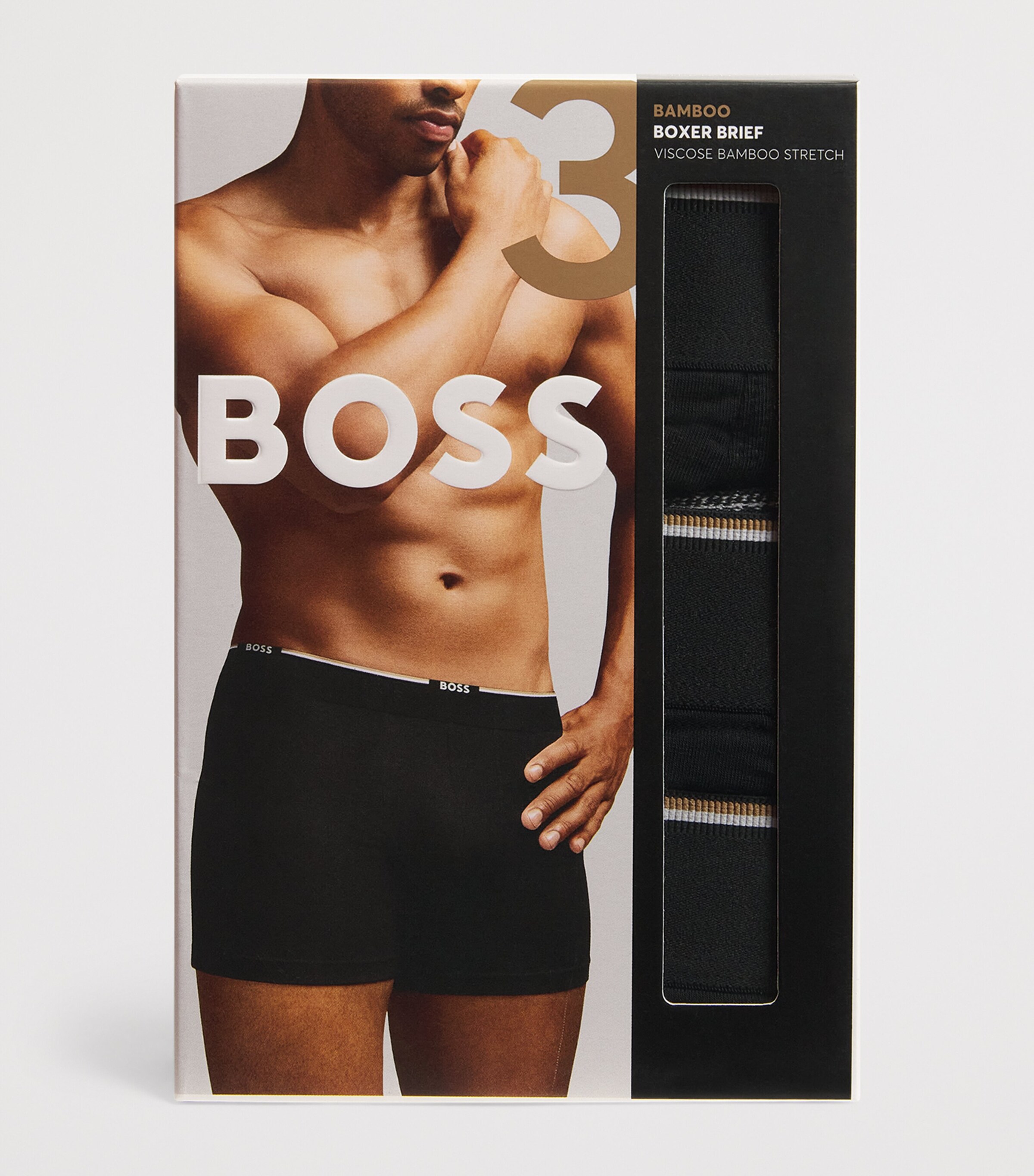 Stretch-Bamboo Boxer Briefs (Pack of 3) BLACK001 Image 4