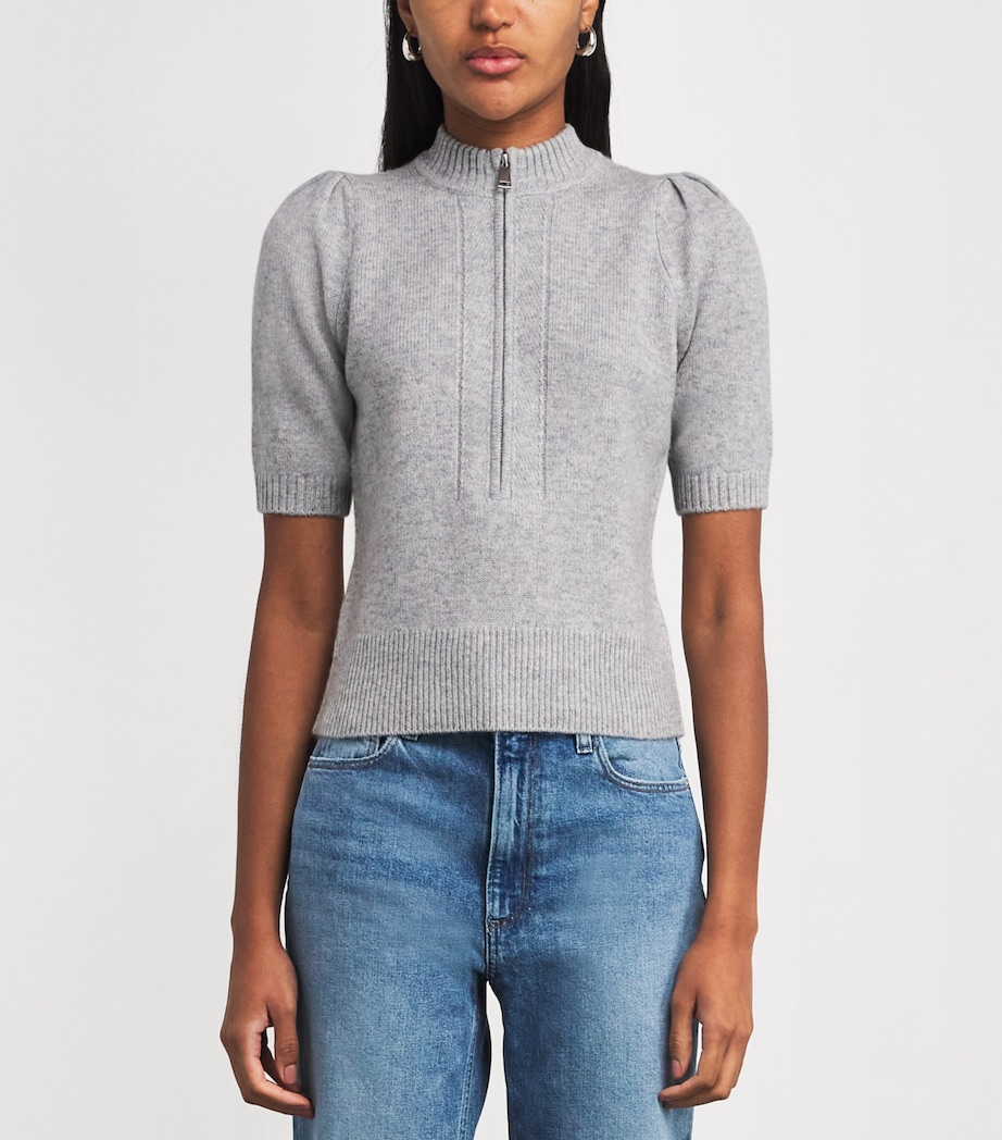 Cashmere Half-Zip Knitted T-Shirt SILVER GREY M LANGE Image 3