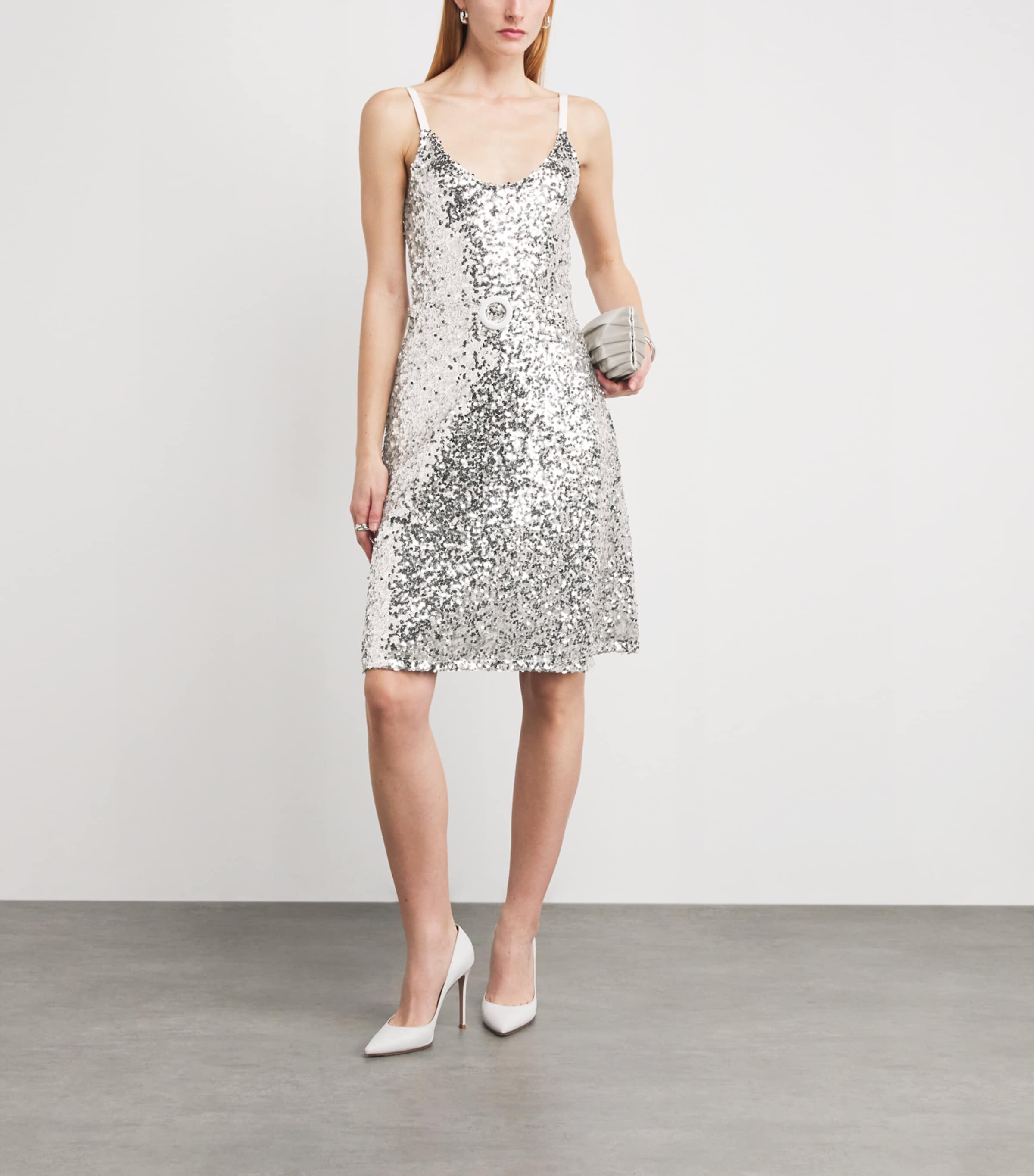 Sequin Crusader Midi Skirt IVORY SILVER Image 2