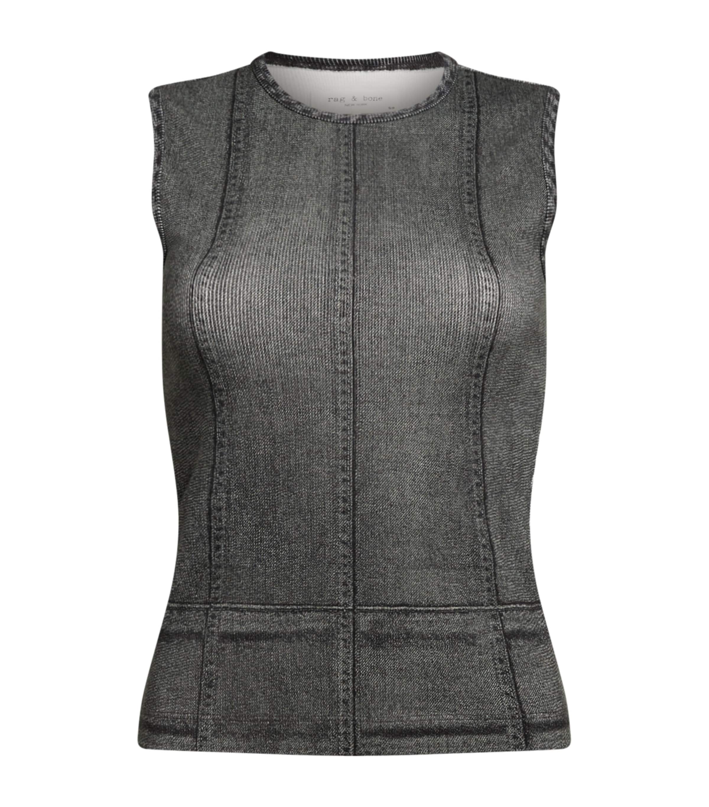 Rag & Bone Miramar Stretch Cotton Rib Muscle Tank In Black