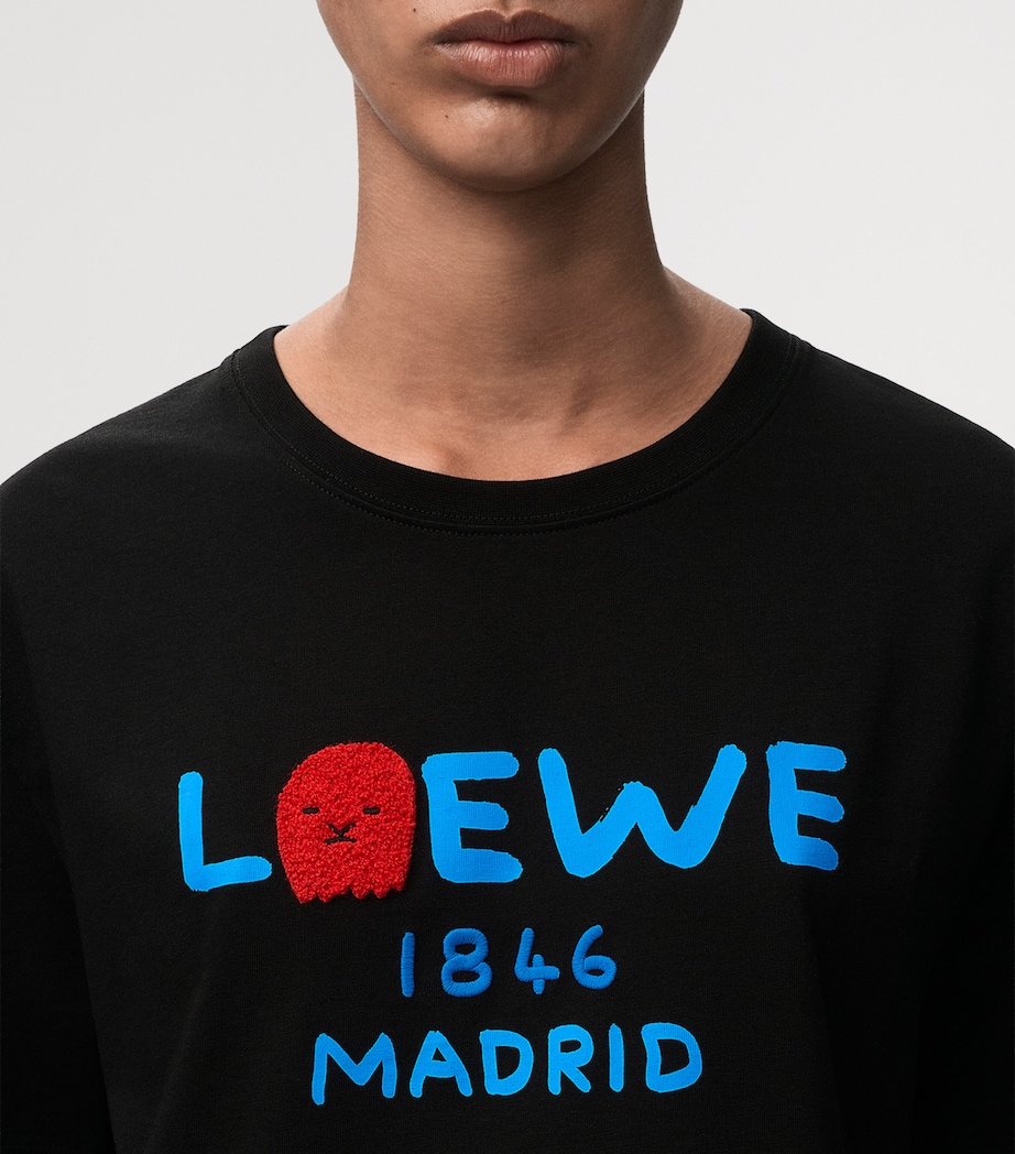 LOEWE Mens Cotton Relaxed Lion T-Shirt Black Image 8
