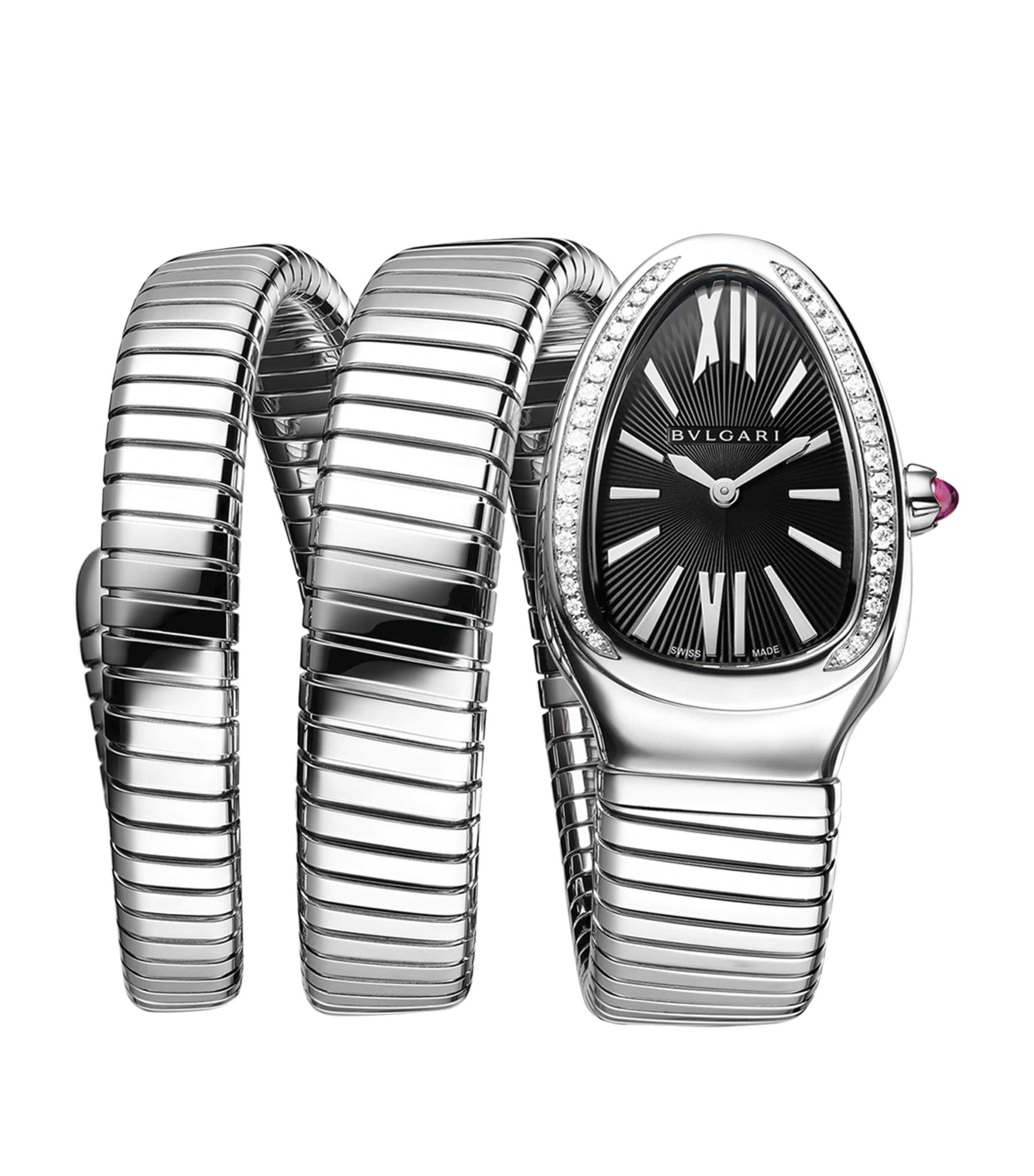 Bvlgari Stainless Steel Sp35bsds2t Serpenti Tubogas Stainless-steel And 0.29ct Diamond Quartz Watch
