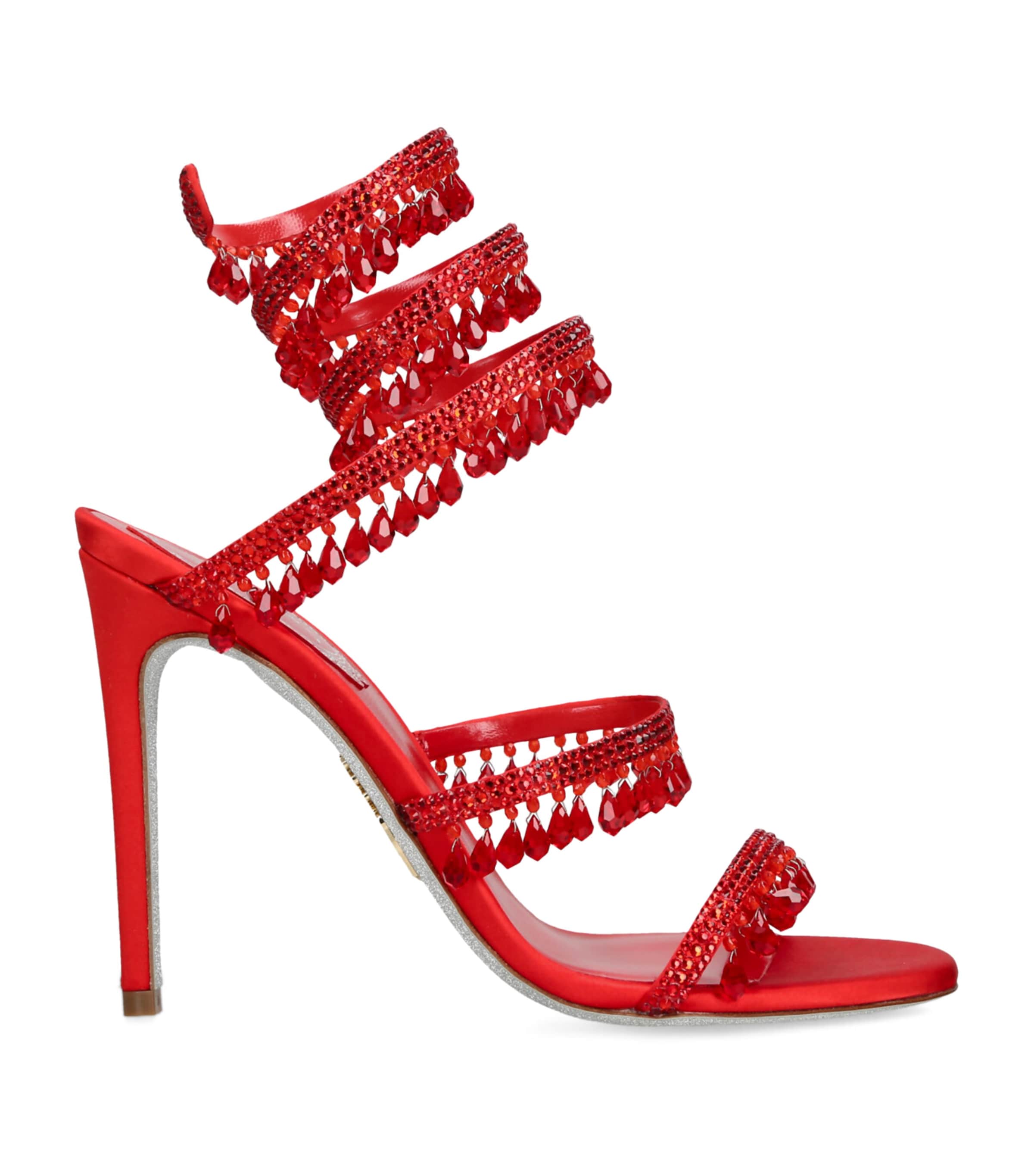 René Caovilla Satin Chandelier Heeled Sandals 105 | Women Shoes | Heels | Sandals | Designers | René Caovilla