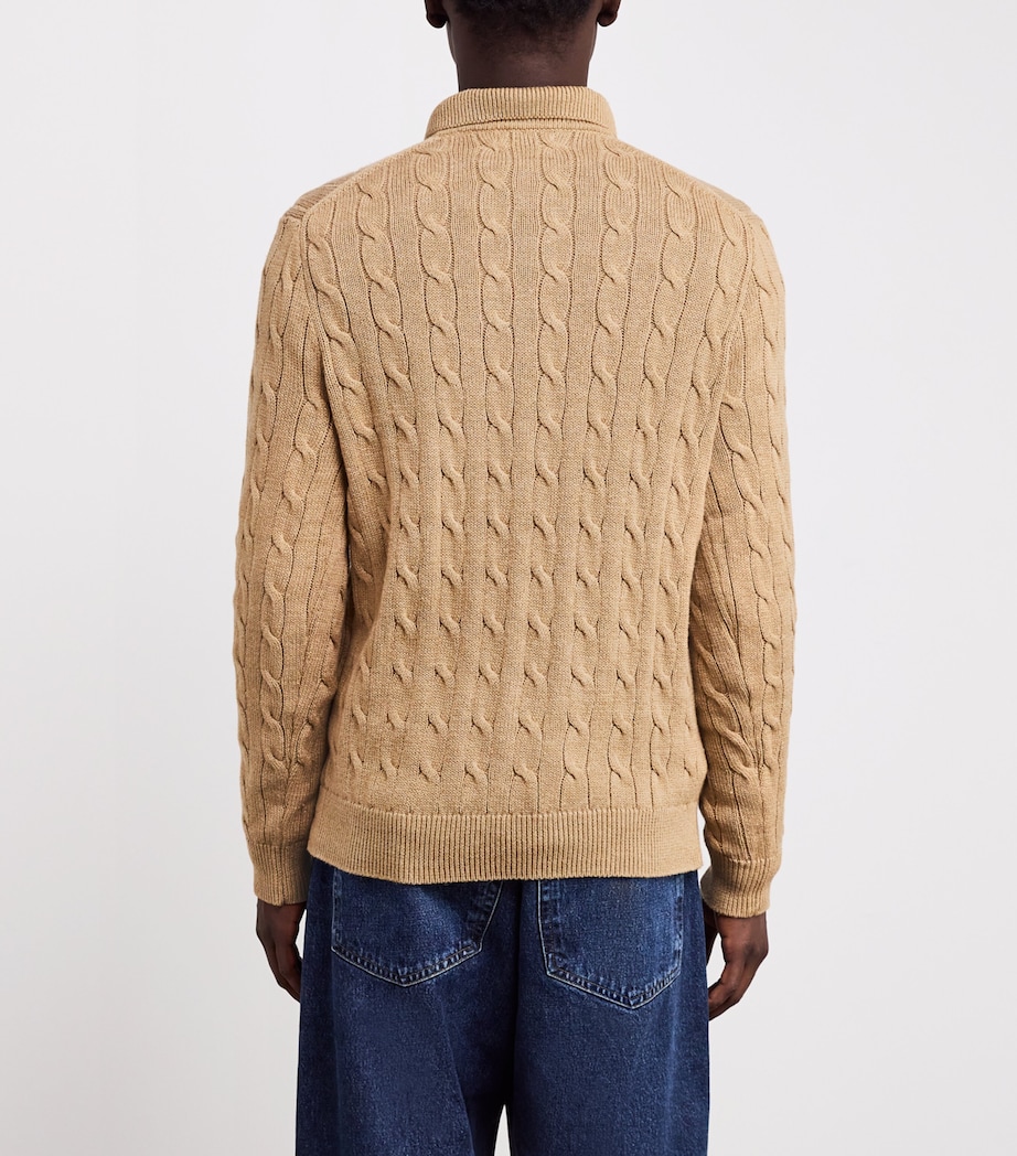 Cotton Cable-Knit Cardigan BROWN Image 4
