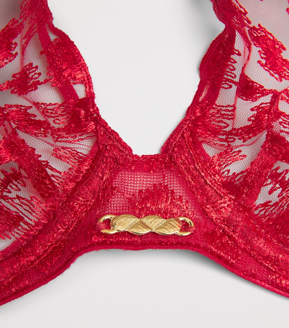 Aubade Womens Crazy in Love Triangle Bra Red Delight Image 4