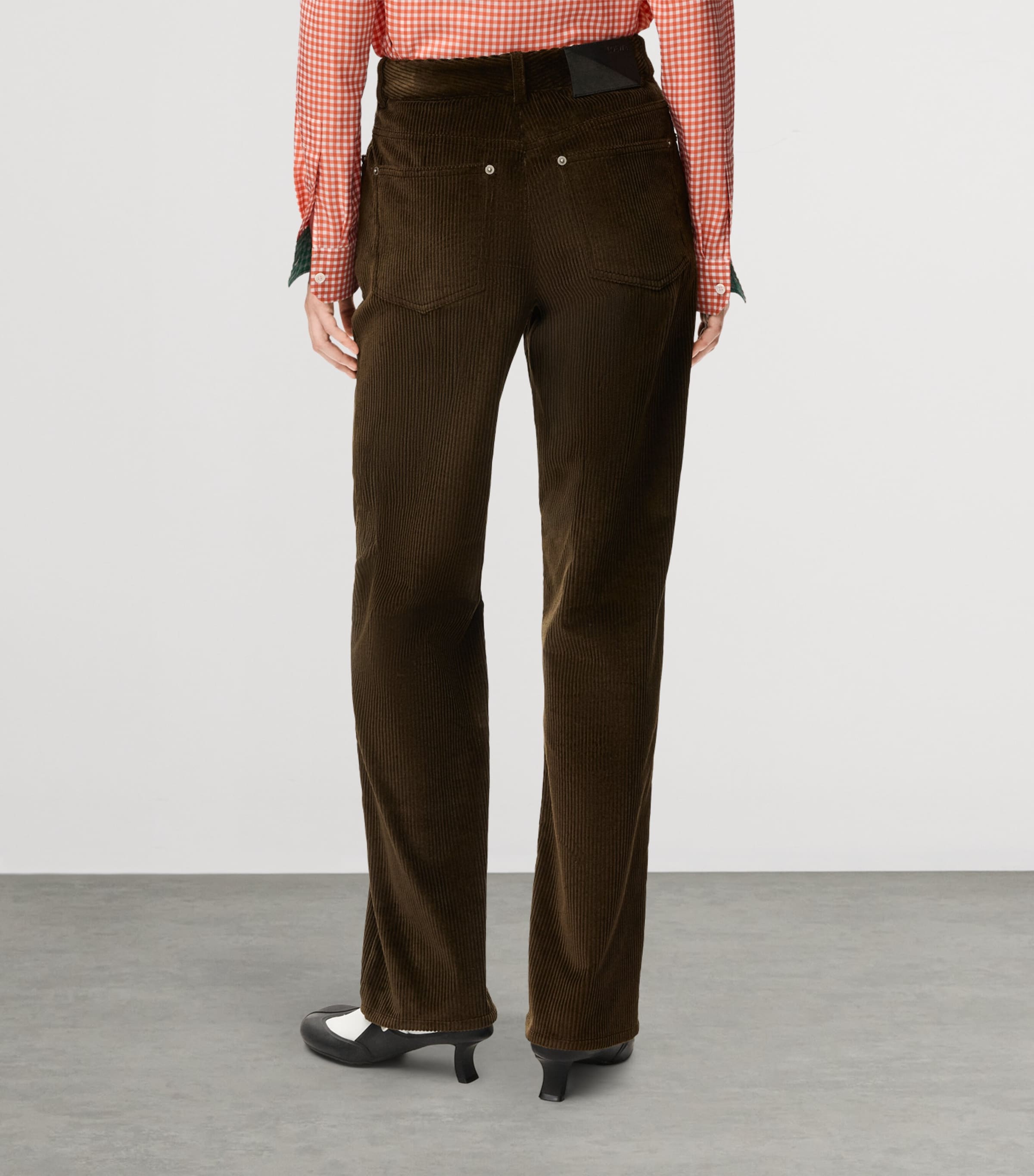 LOEWE Womens Corduroy Straight-Leg Trousers Brown Image 4