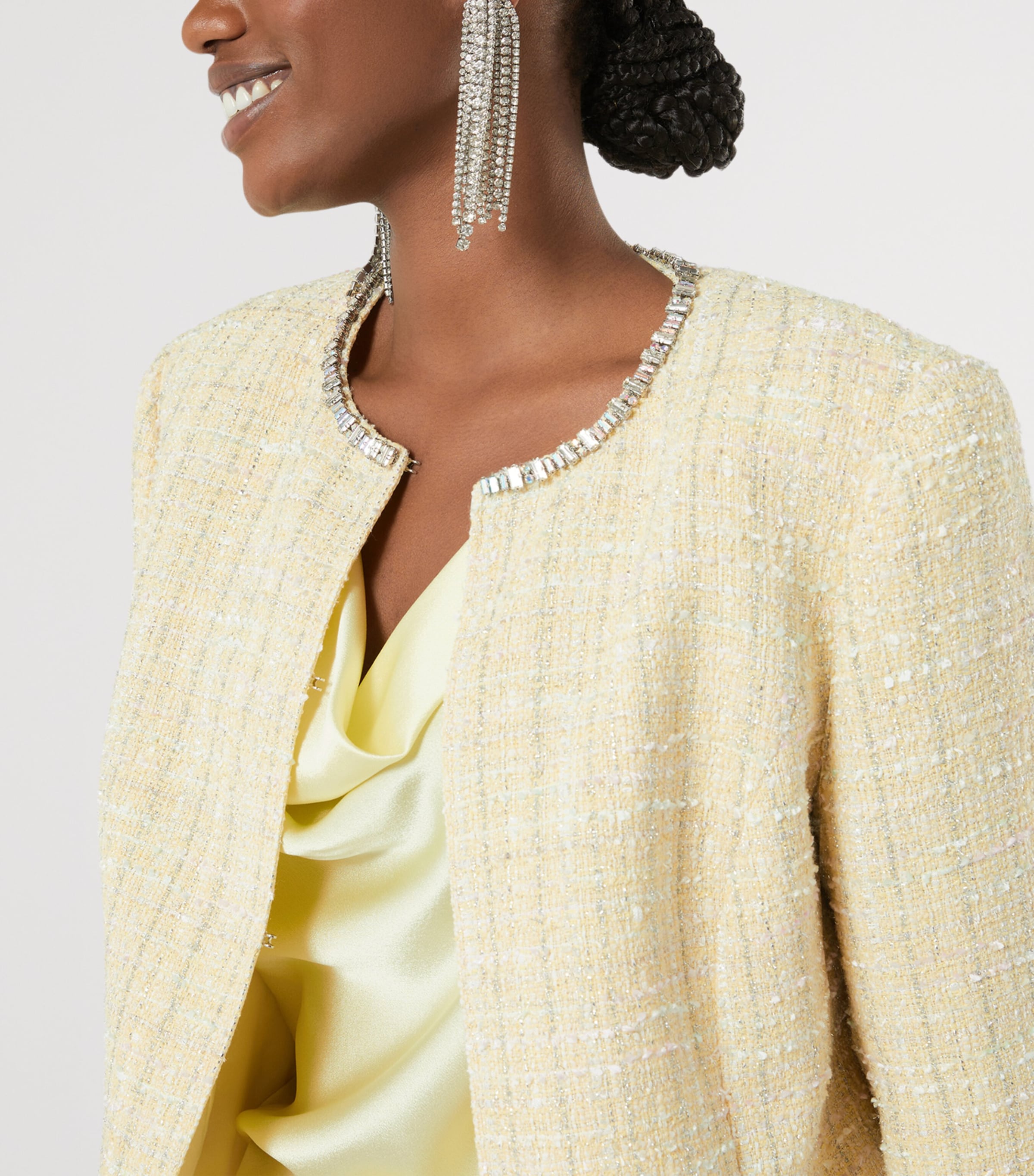 Marina Rinaldi Womens Tweed Embellished Blazer Champagne Image 5