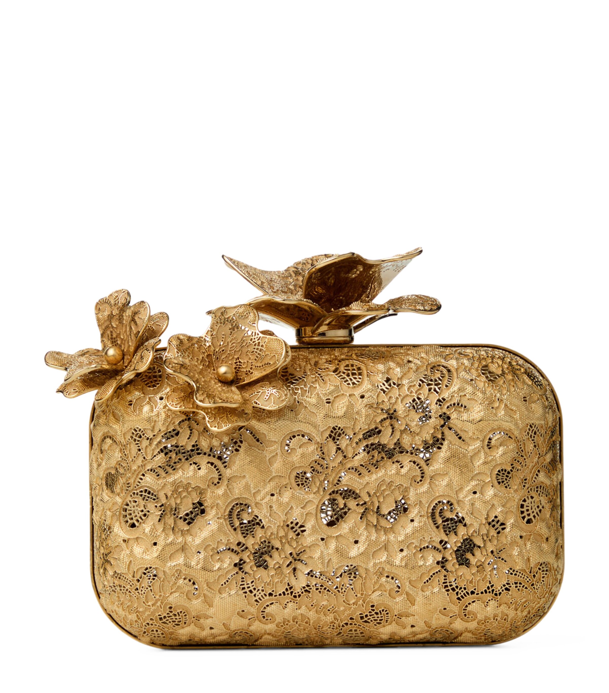 Jimmy Choo Cloud Metal Lace Clutch Bag Gold Image 1