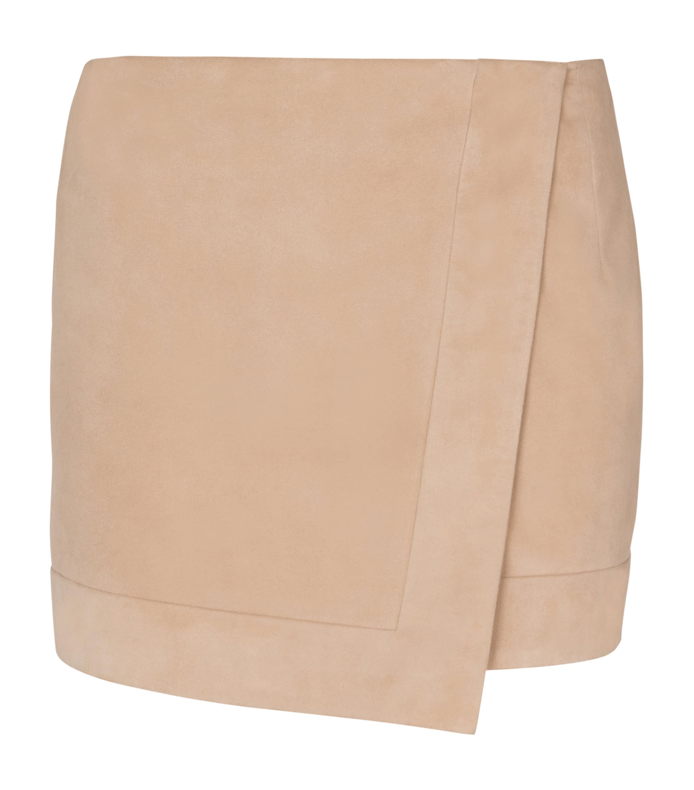 Balmain Womens Suede Wrap Mini Skirt Sable Image 1