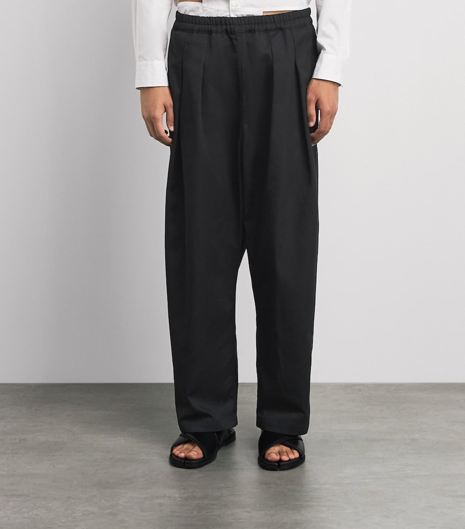 Maison Margiela Mens Drop-Rise Wide-Leg Trousers Black Image 4
