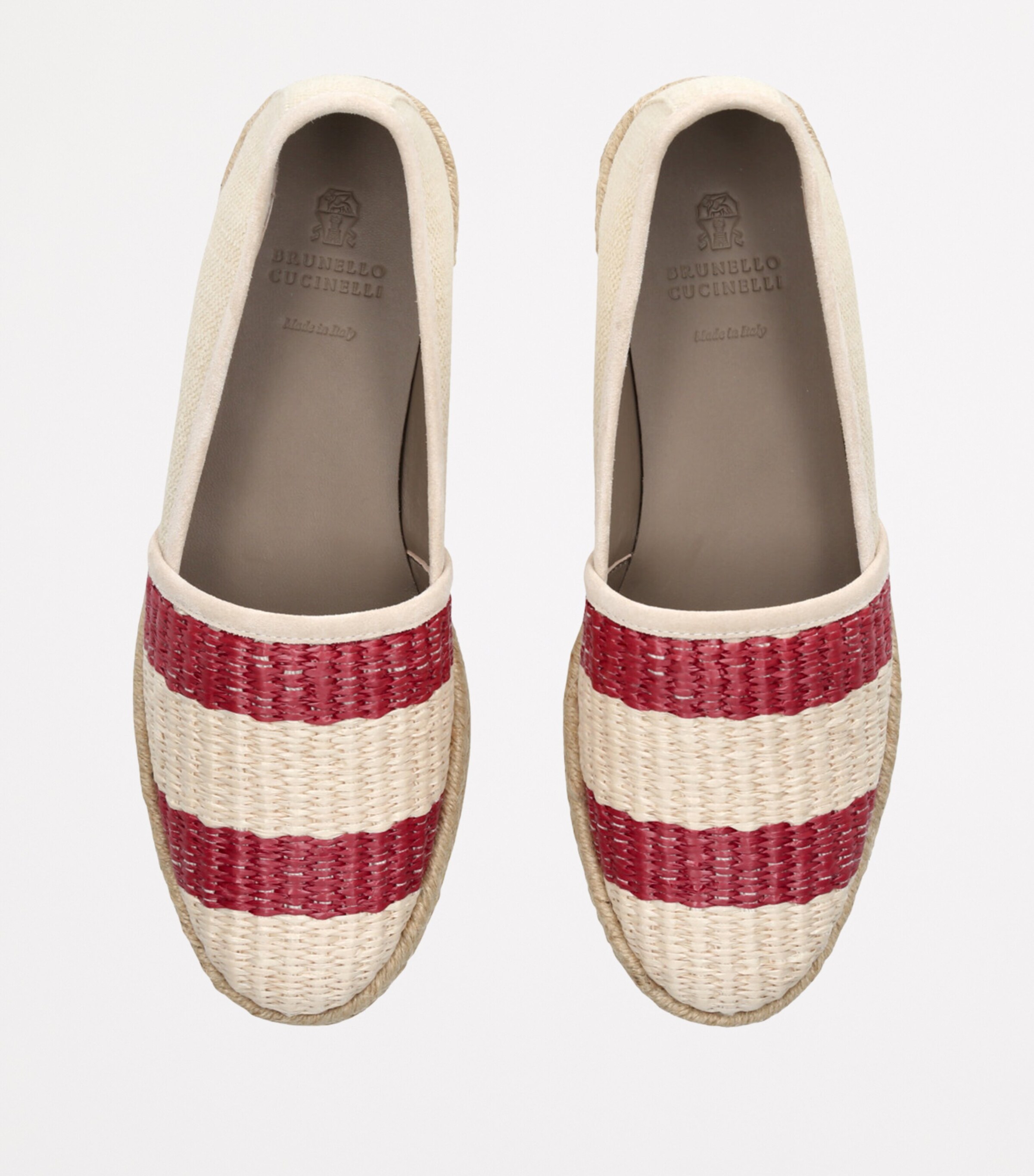 Brunello Cucinelli Kids Raffia Stripe Espadrilles Cream Comb Image 4