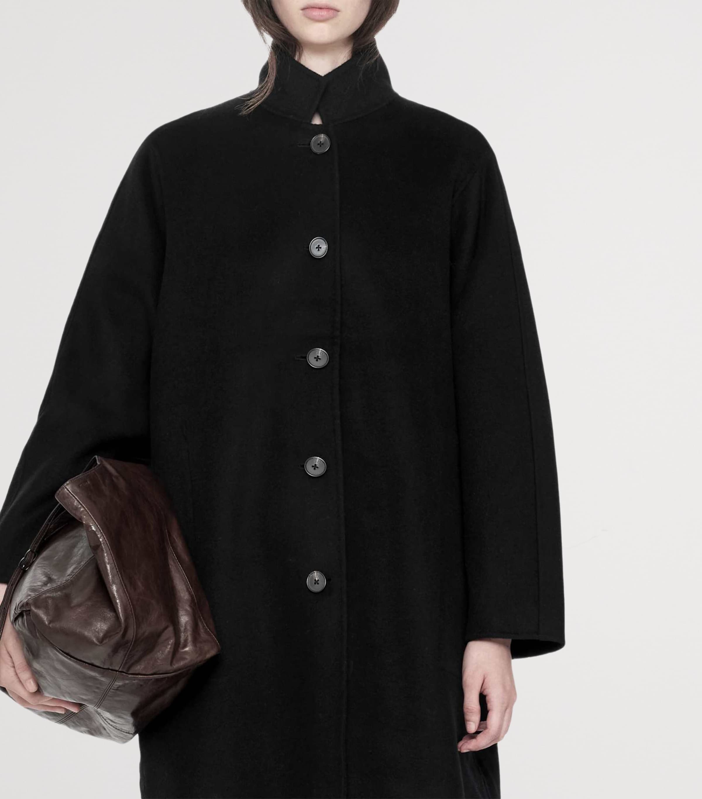 AllSaints Womens Wool-Blend Effie Coat Black Image 3