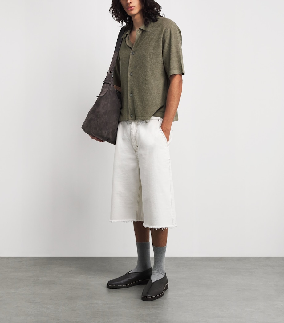 FRAME Mens Silk-Linen-Blend Overshirt Dsbg Image 2