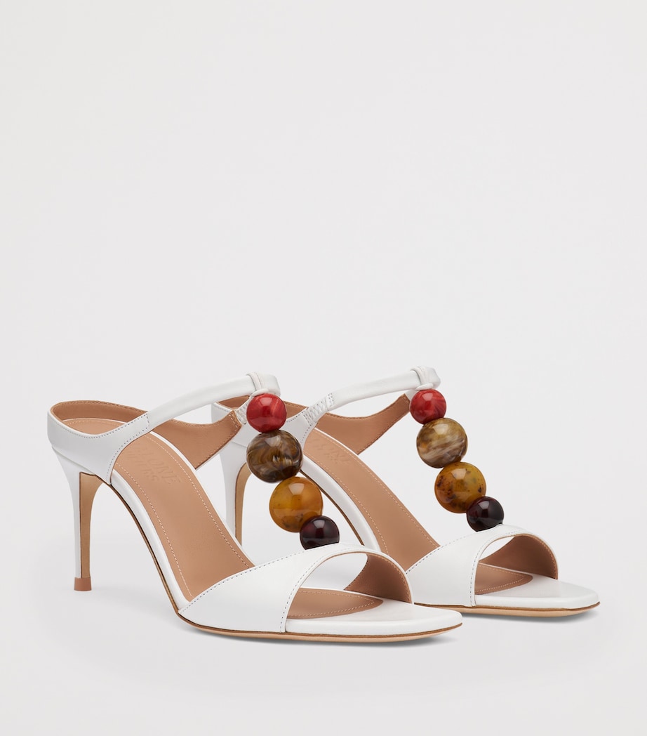 Malone Souliers Leather Beaded Lena Heeled Sandals 70 White Image 3