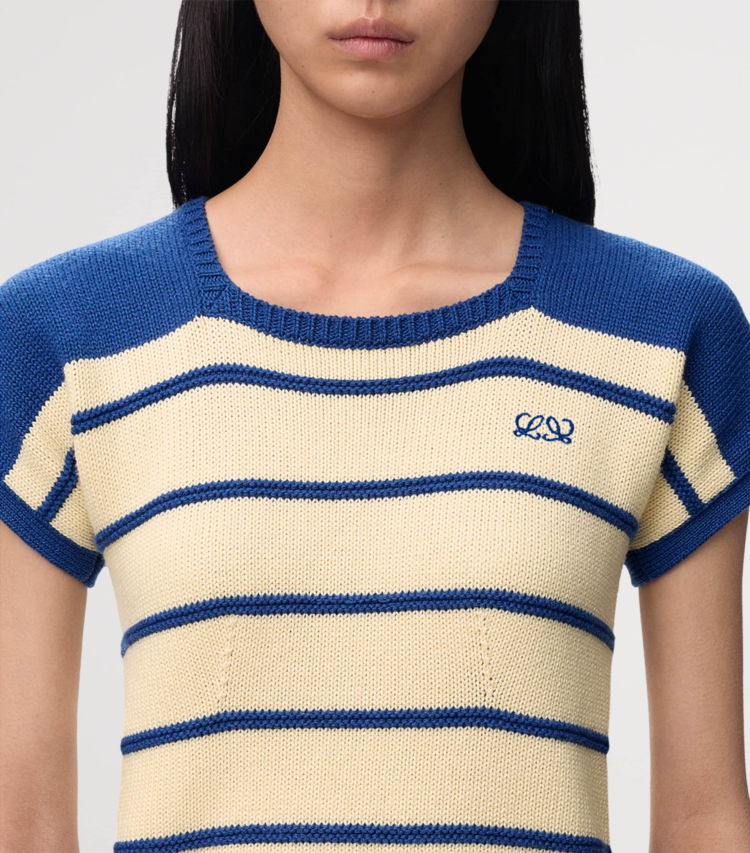 LOEWE Womens Cotton-Wool Stripe Sweater Yellow/blue Image 5