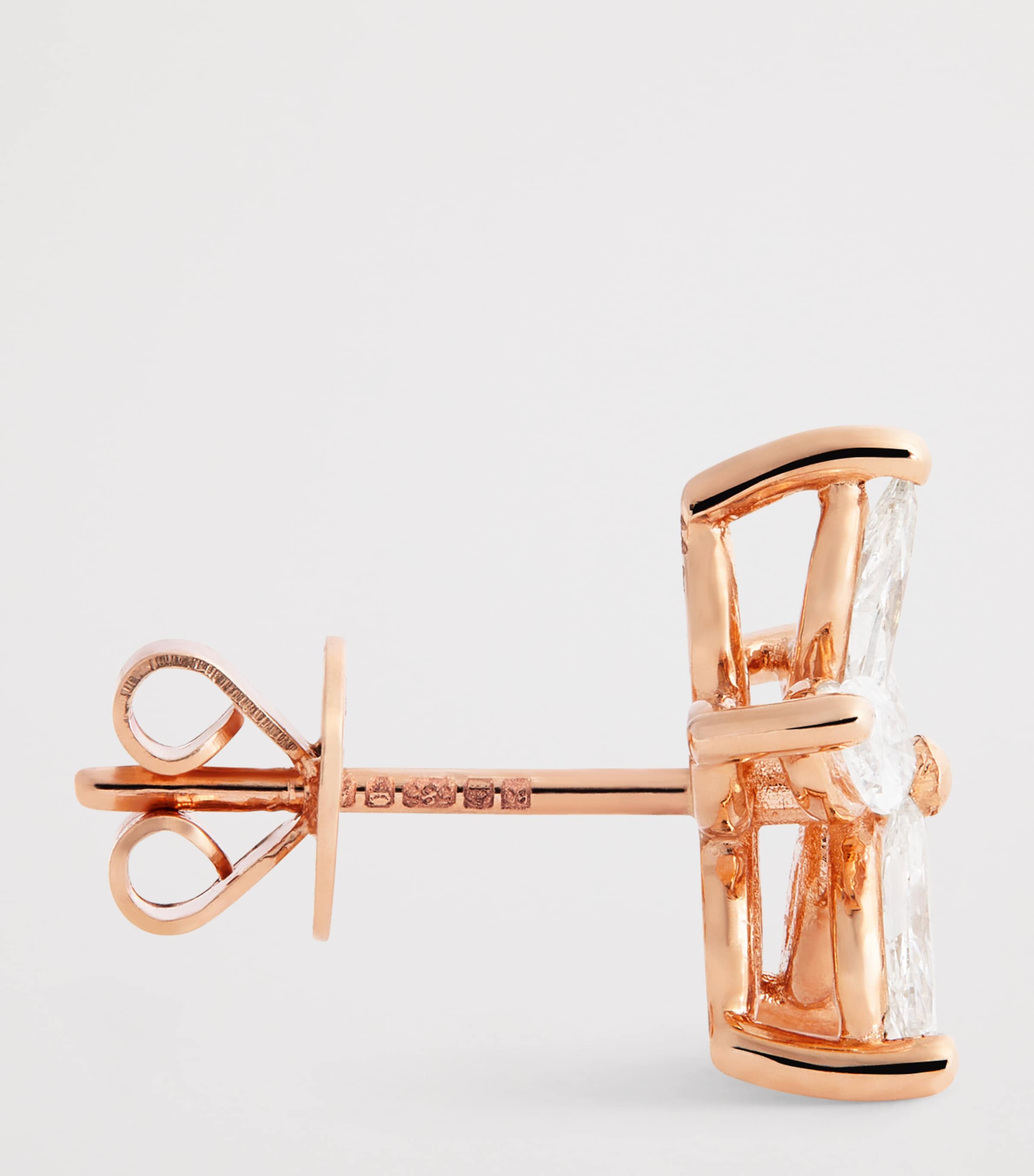 Rose Gold and Diamond Apple Seed Stud Earrings ROSE GOLD Image 4