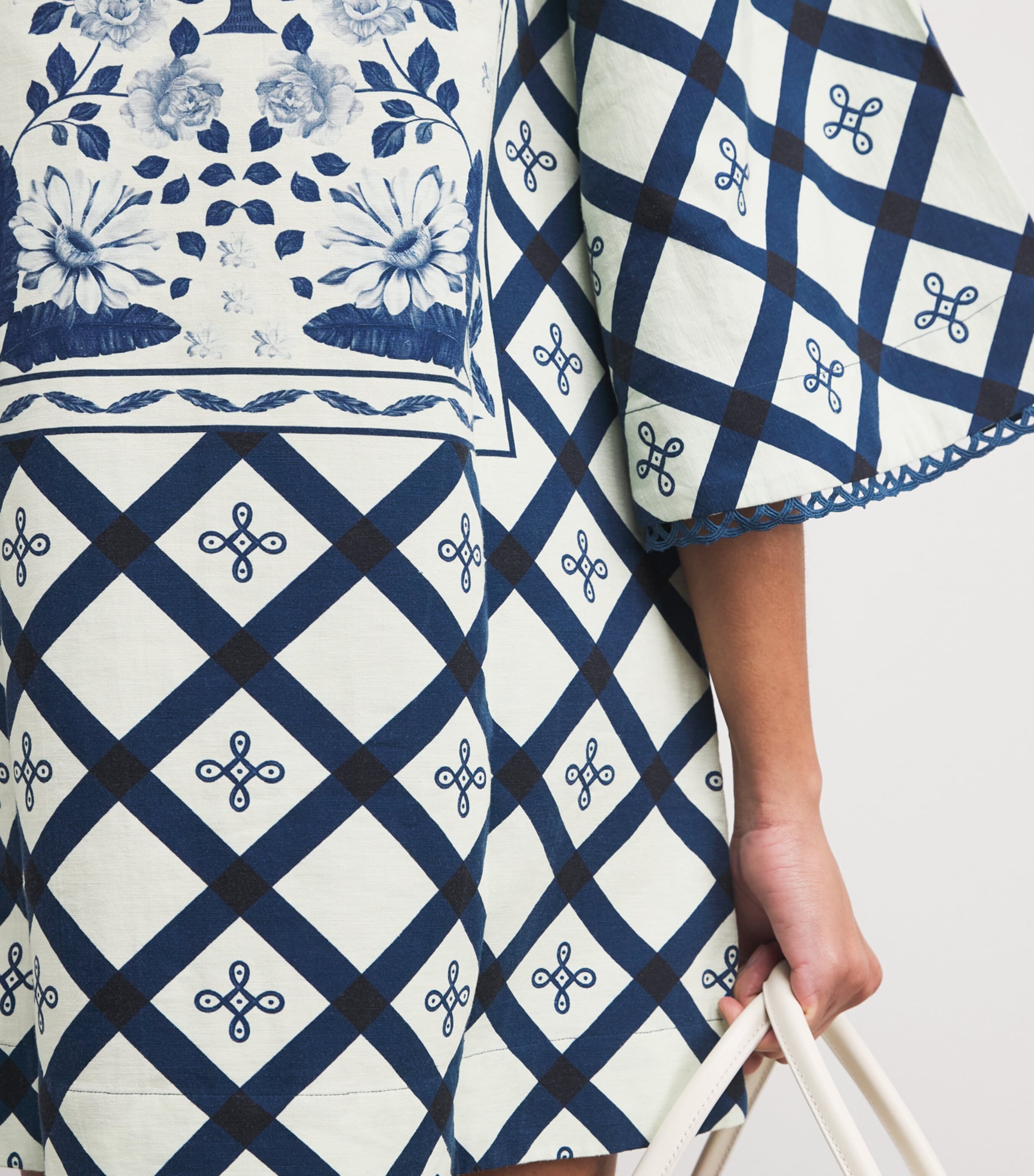 Cotton-Linen Floral Print Mini Dress IVORY/NAVY MULTI Image 5