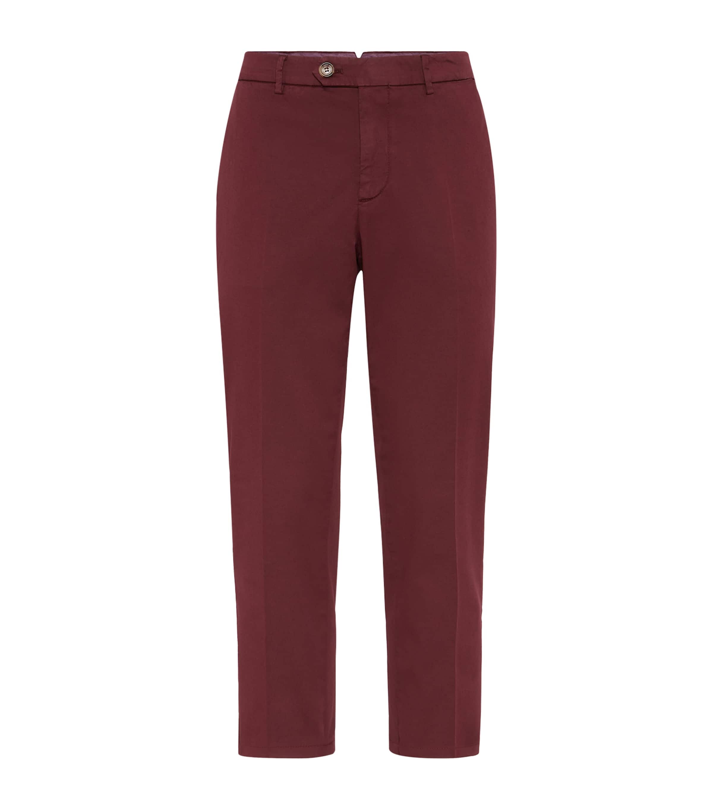 Brunello Cucinelli Garment-dyed Gabardine Trousers In Red
