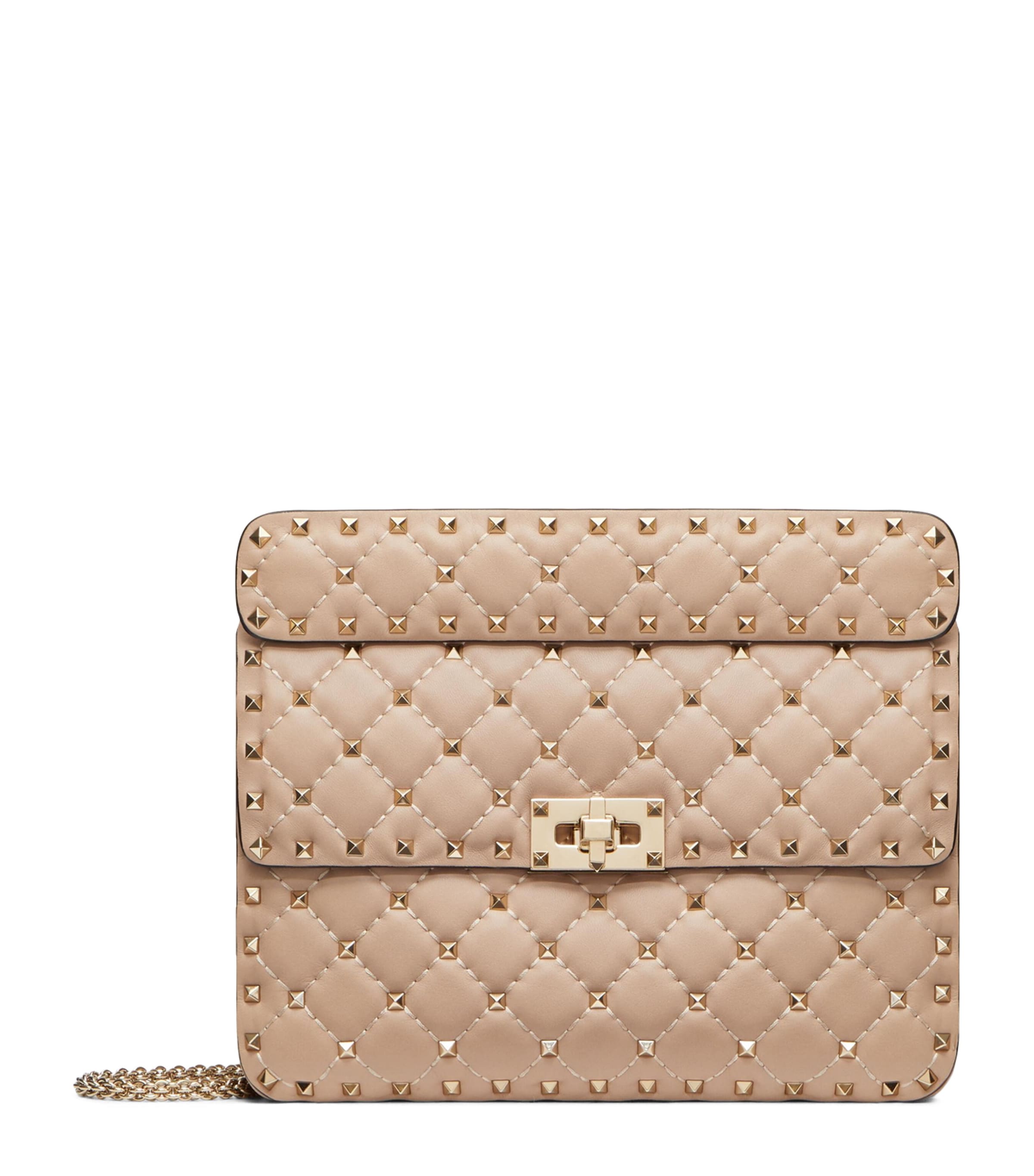 Valentino Medium Rockstud Spike Shoulder Bag In Nude