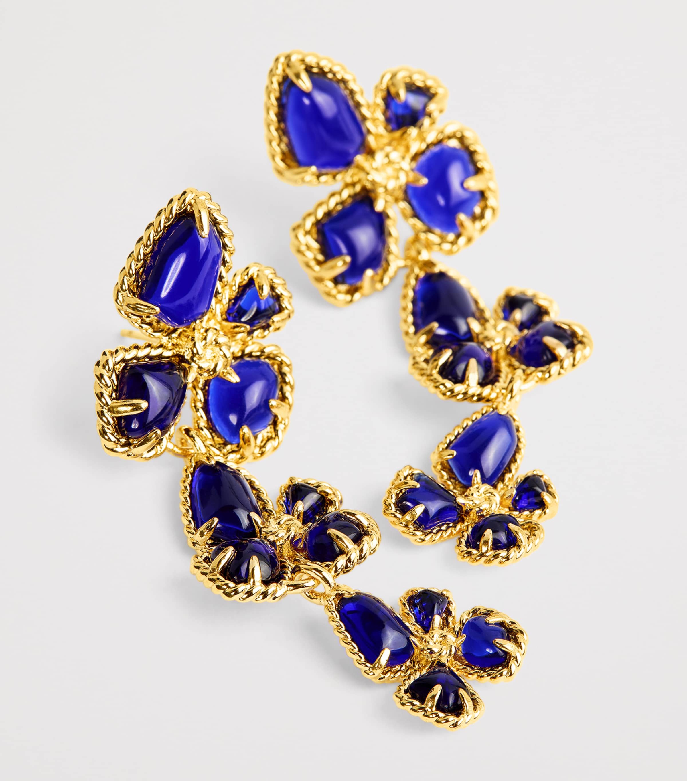 Large Bloom Dangle Earrings GOBLU/GOLD/BLUE Image 6