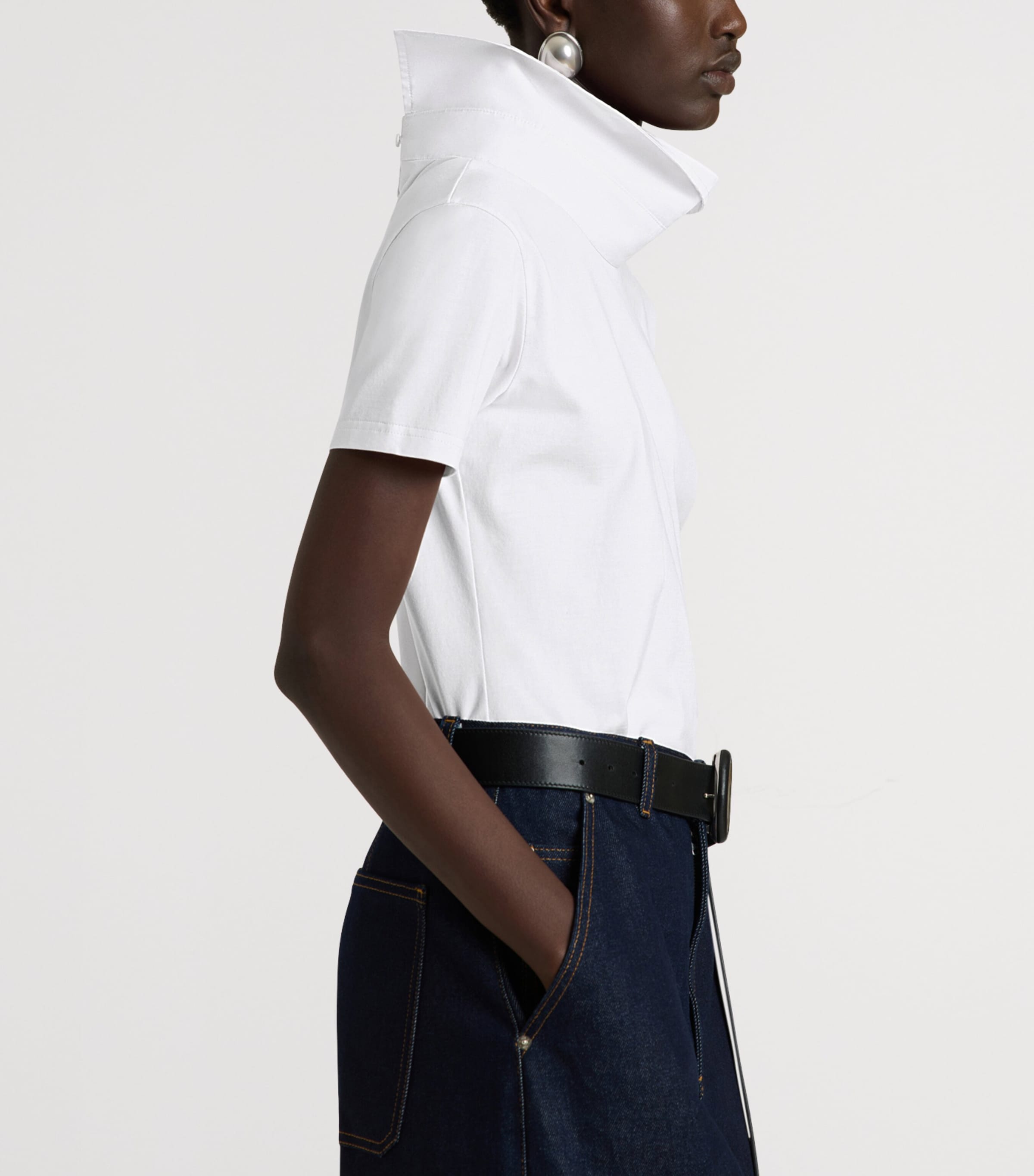 Givenchy Womens Cotton Reverse Collar T-Shirt Image 3