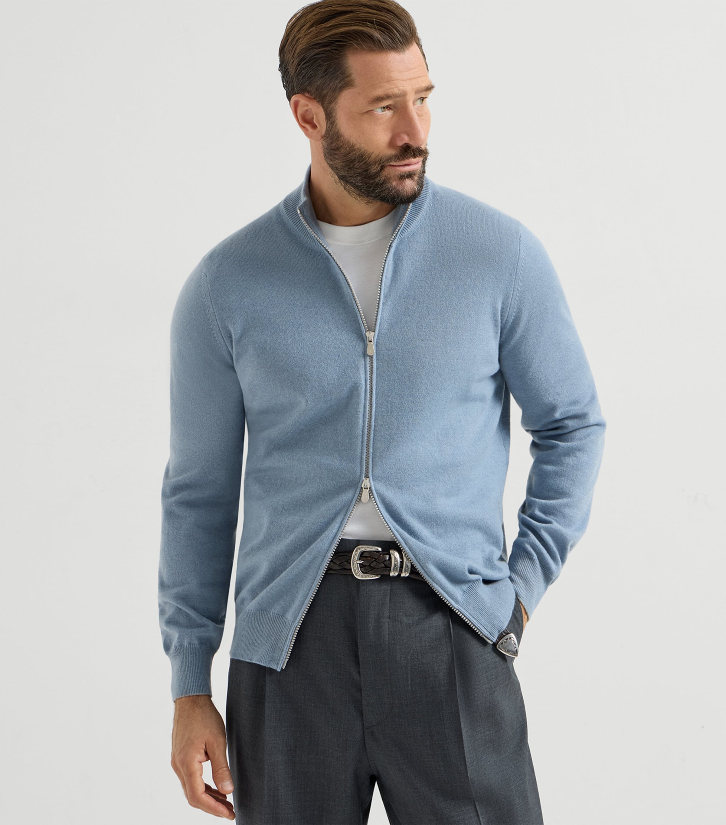 Cashmere Zip-Up Cardigan CMM56 Image 2