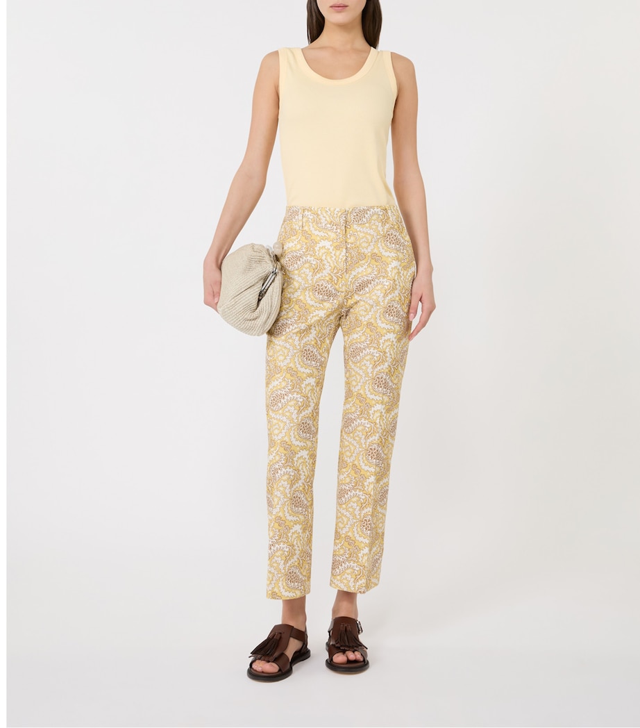 Weekend Max Mara Womens Stretch-Cotton Ribbed Tank Top Light Yellow Image 4