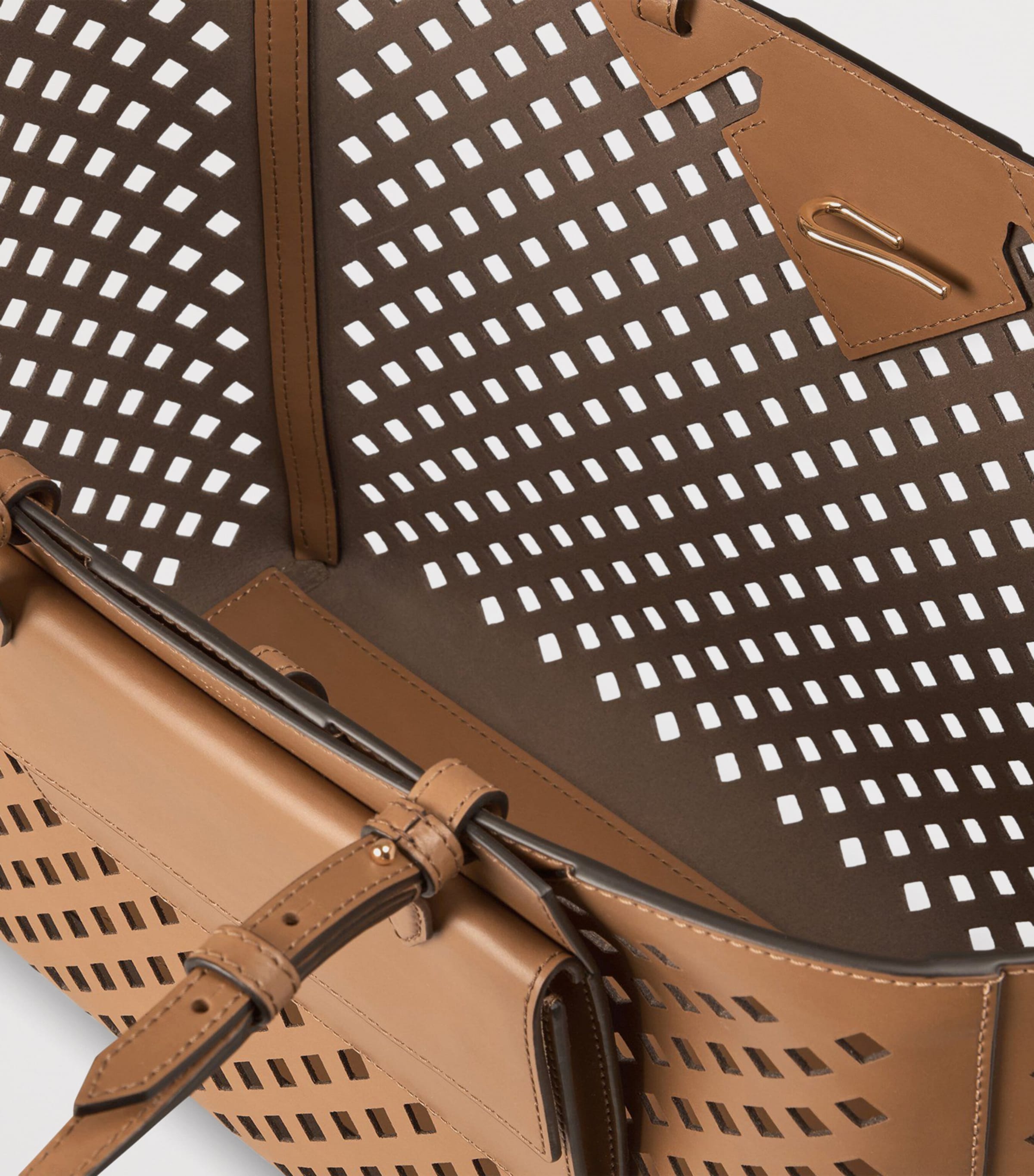 Leather Perforated Tote Bag TOFFEE Image 5