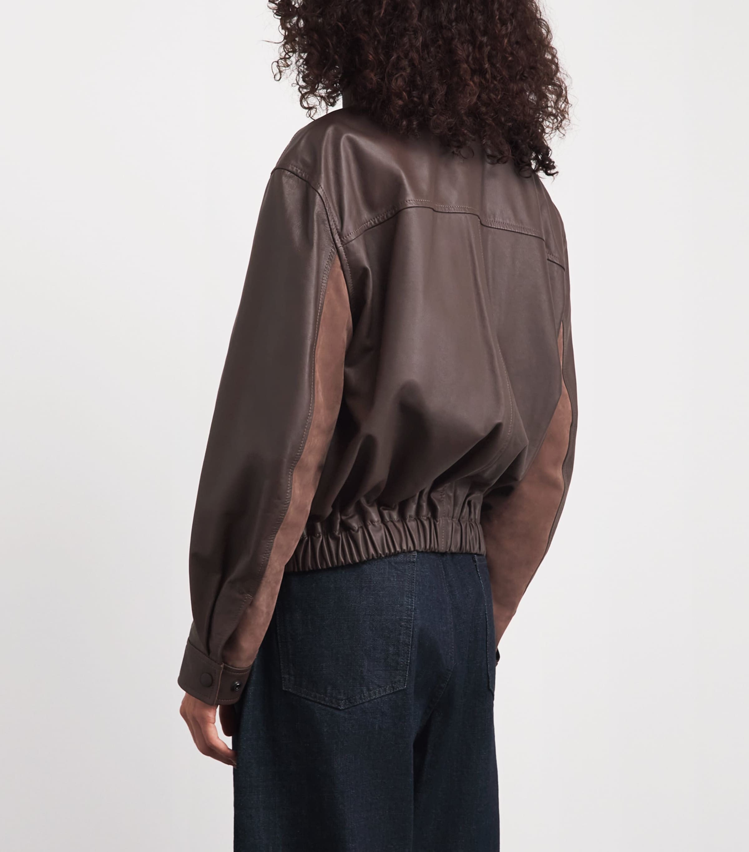 Lemaire Womens Leather Blouson Bomber Jacket Chocolate Image 5