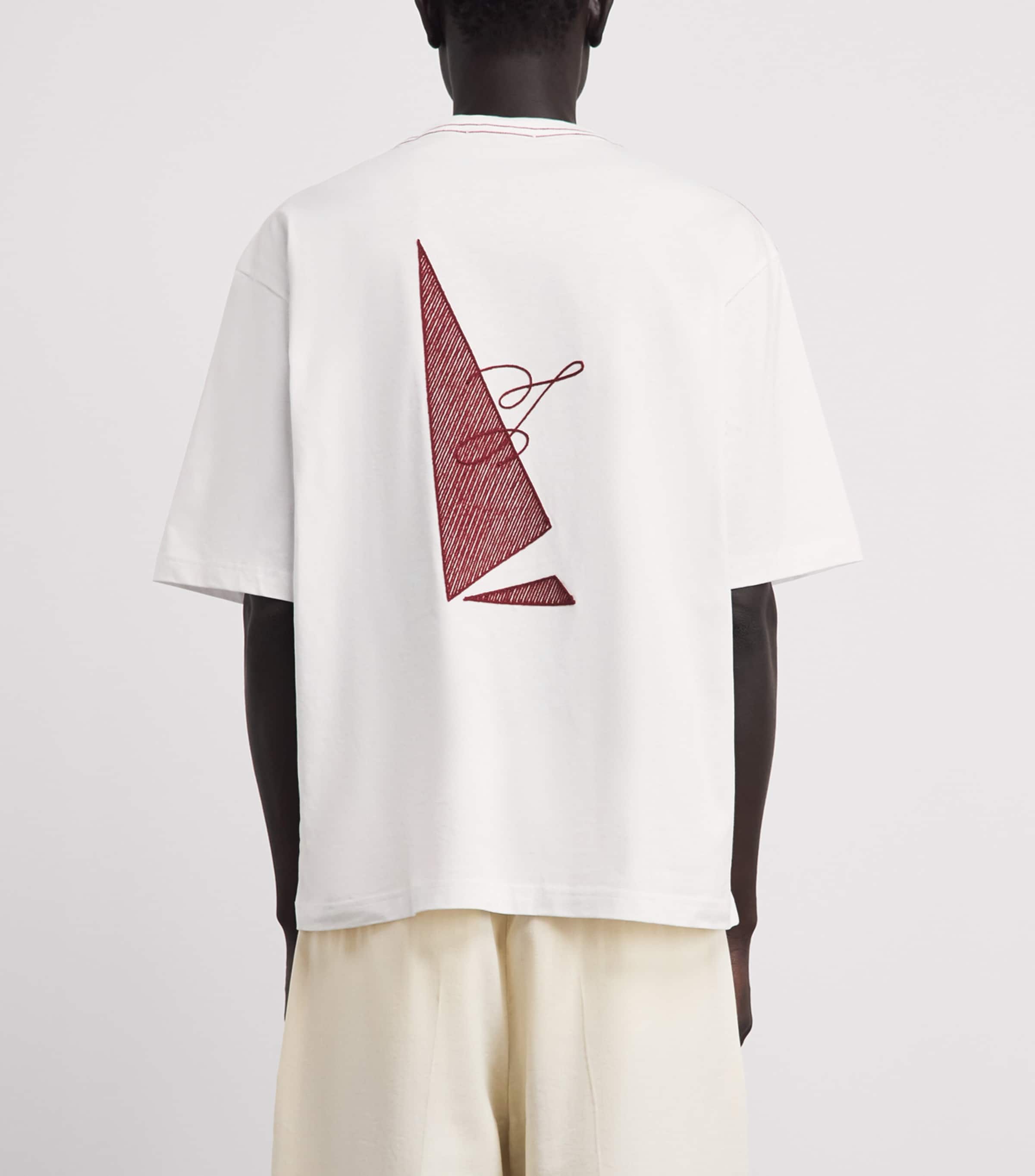 Jacquemus Mens Cotton Embroidered Beach T-Shirt Emb Rd Sal Wht Image 5