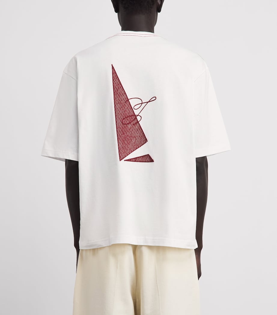 Jacquemus Mens Cotton Embroidered Beach T-Shirt Emb Rd Sal Wht Image 5