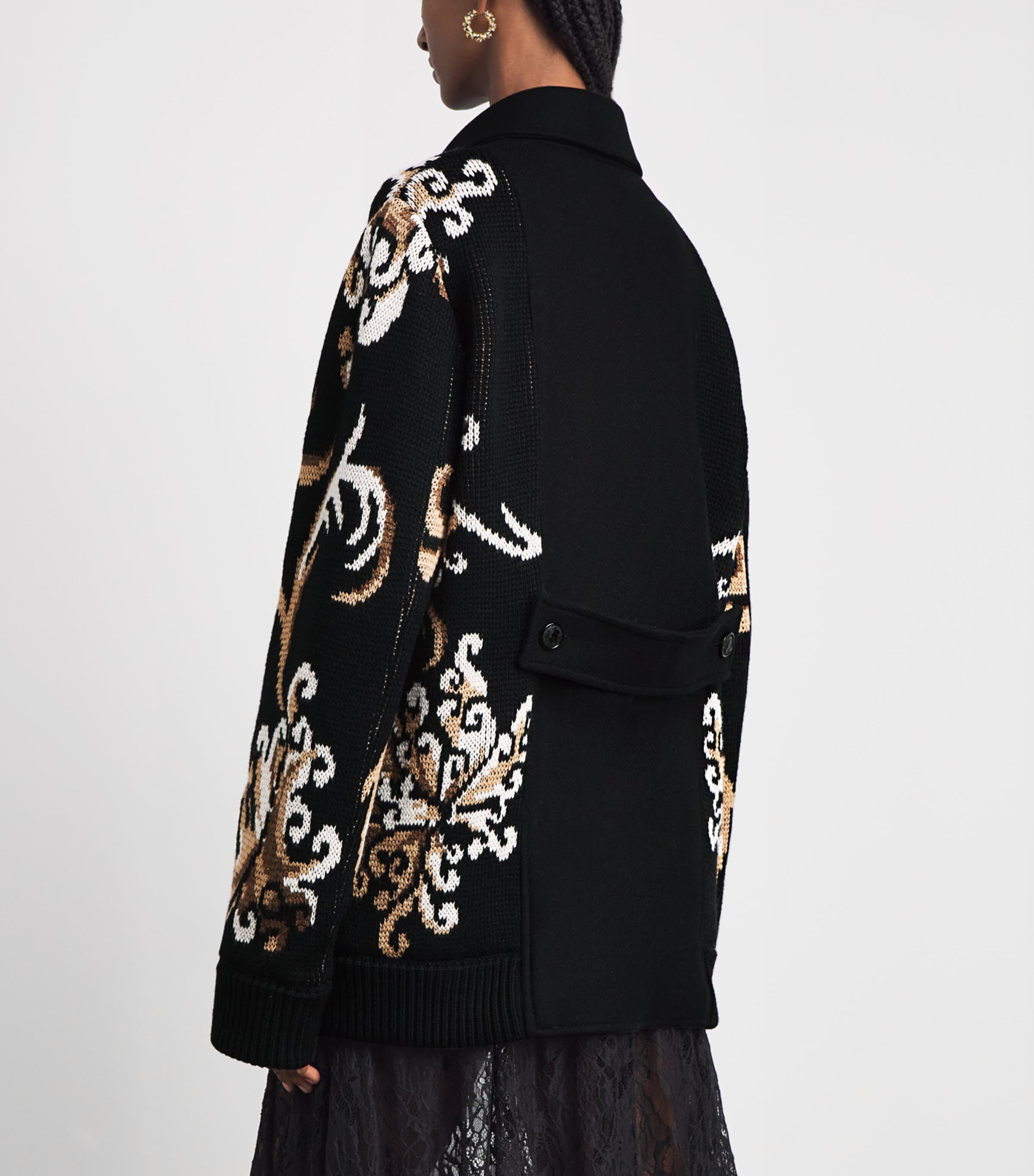 Etro Womens Wool Jacquard Blazer Black Image 5