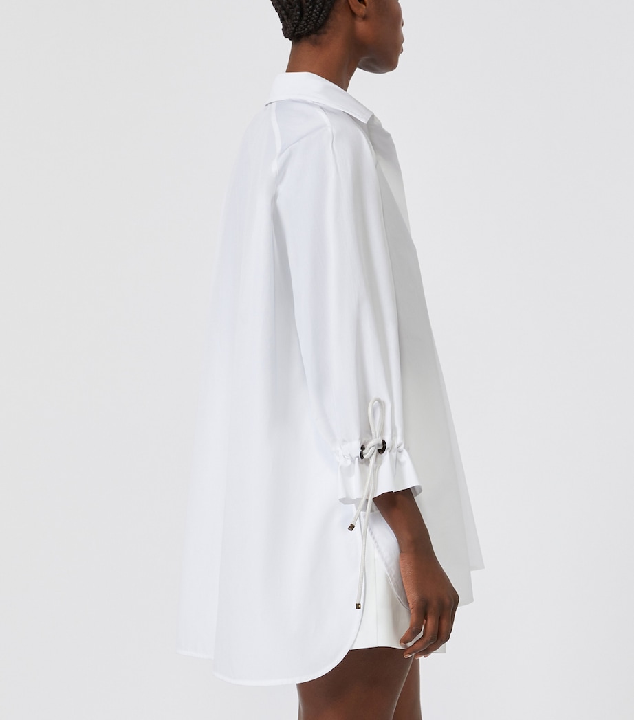 Max Mara Womens Cotton Poplin Drawstring Blouse Optical White Image 4