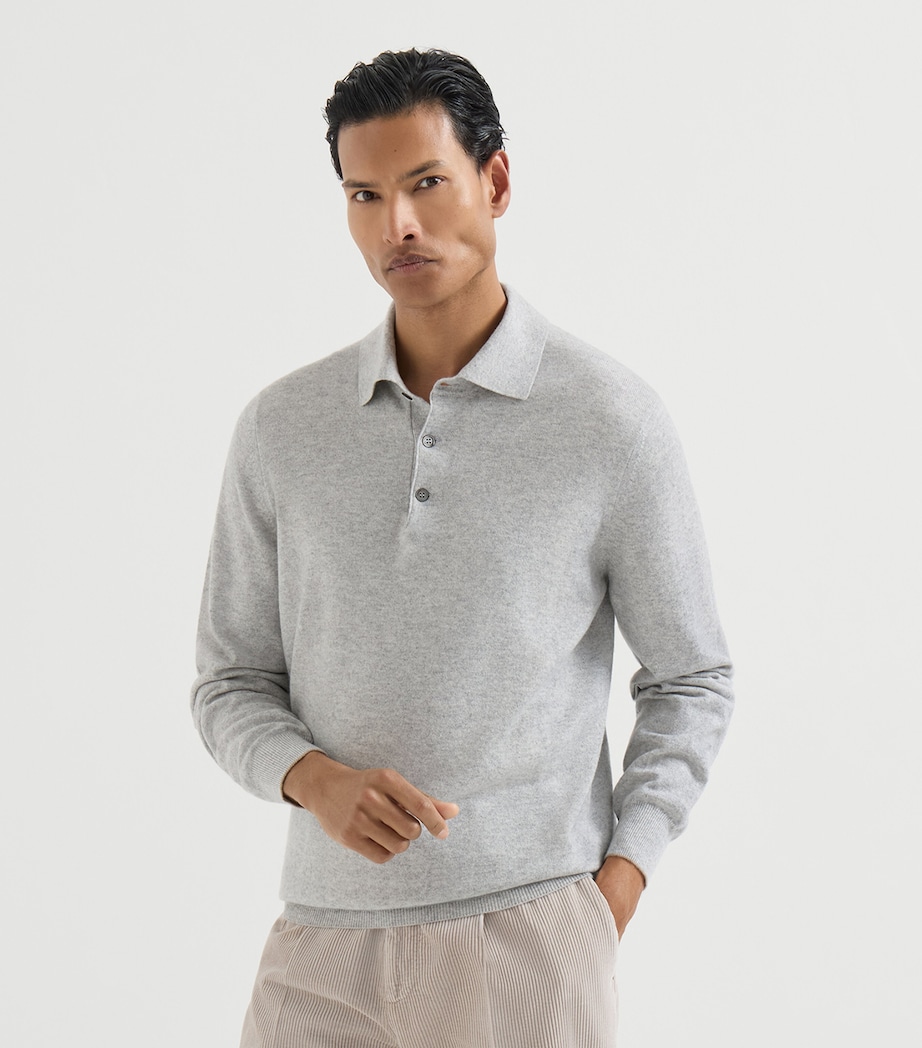 Brunello Cucinelli Mens Cashmere Polo Sweater Image 3