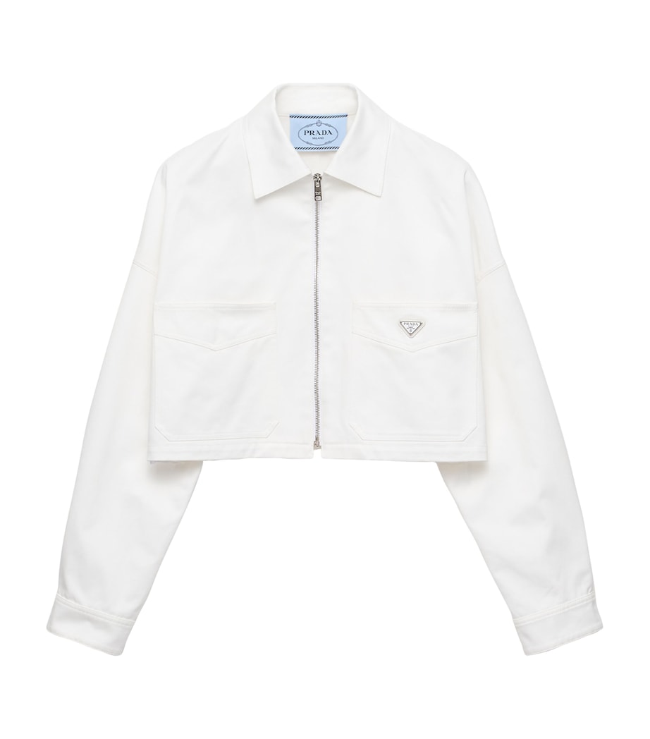 Prada Womens Cotton Blouson Jacket White Image 1