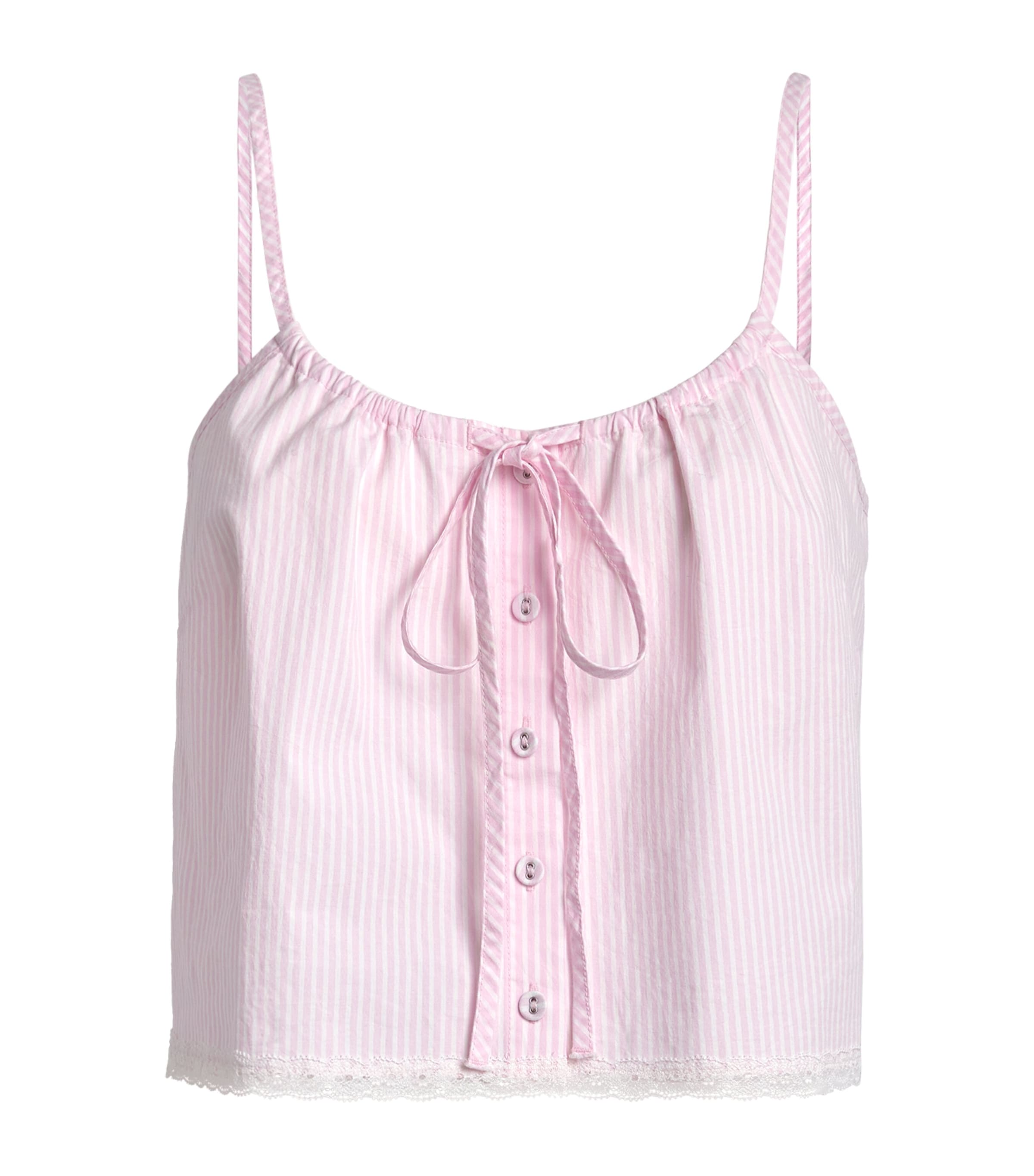 Skims Stretch-cotton Poplin Sleep Tank Top In Pink