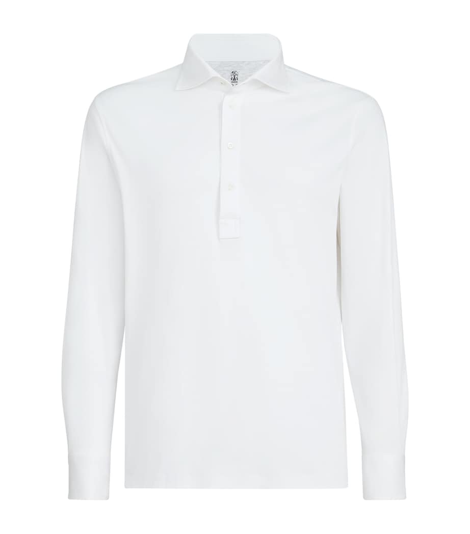 Brunello Cucinelli Mens Cotton Long-Sleeve Polo Shirt Image 1