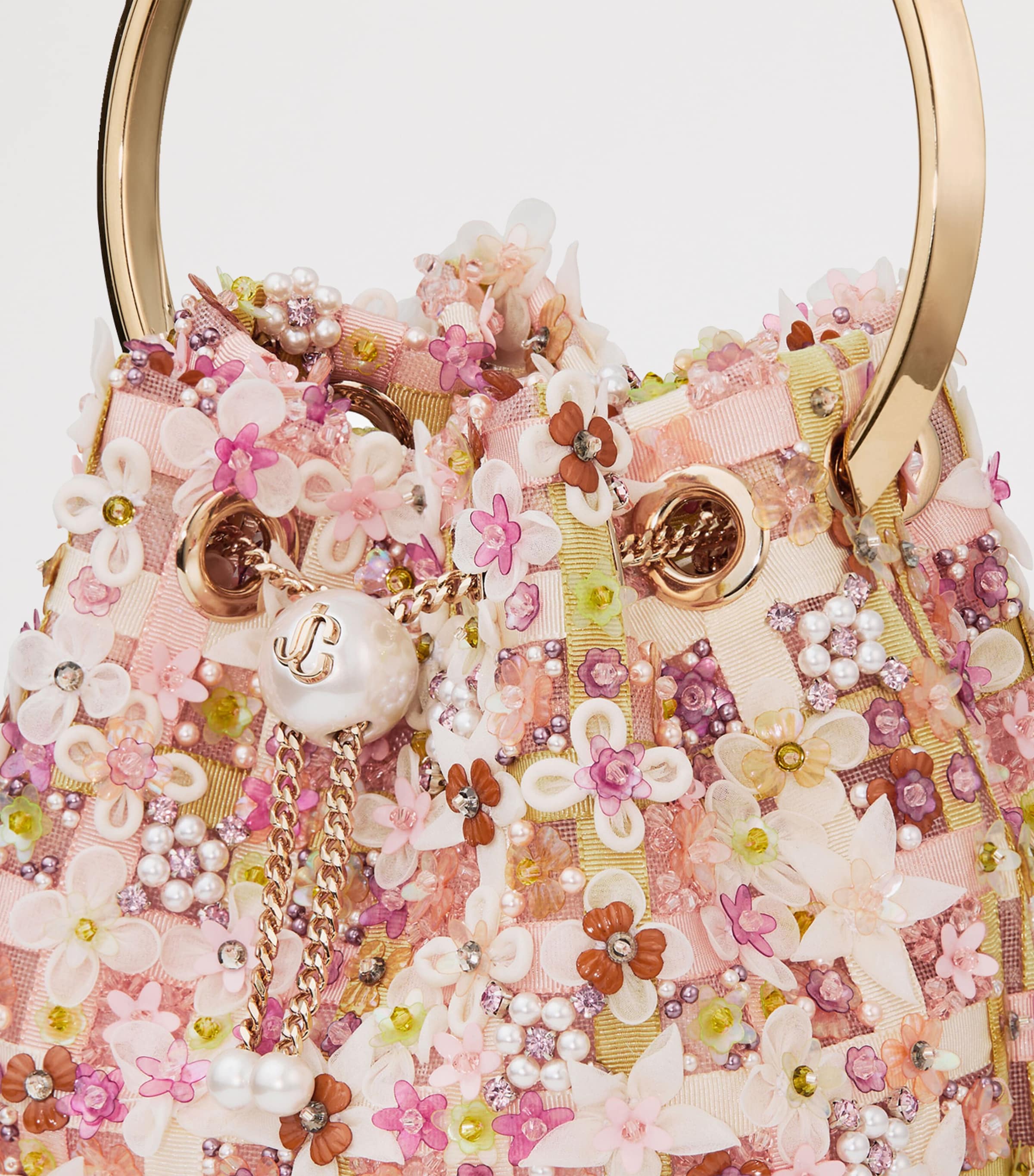 Jimmy Choo Floral Bon Bon Top-Handle Bag Rose Multi/light Gol Image 6