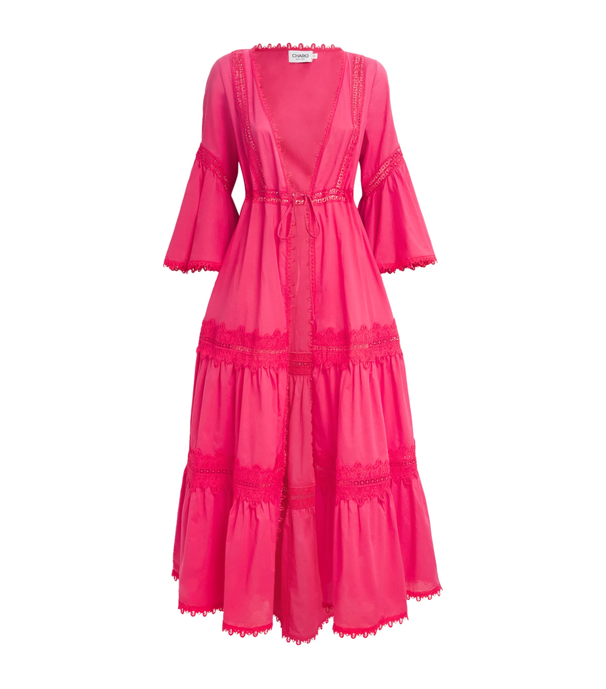 Charo Ruiz Cotton Glen Kaftan Robe In Pink
