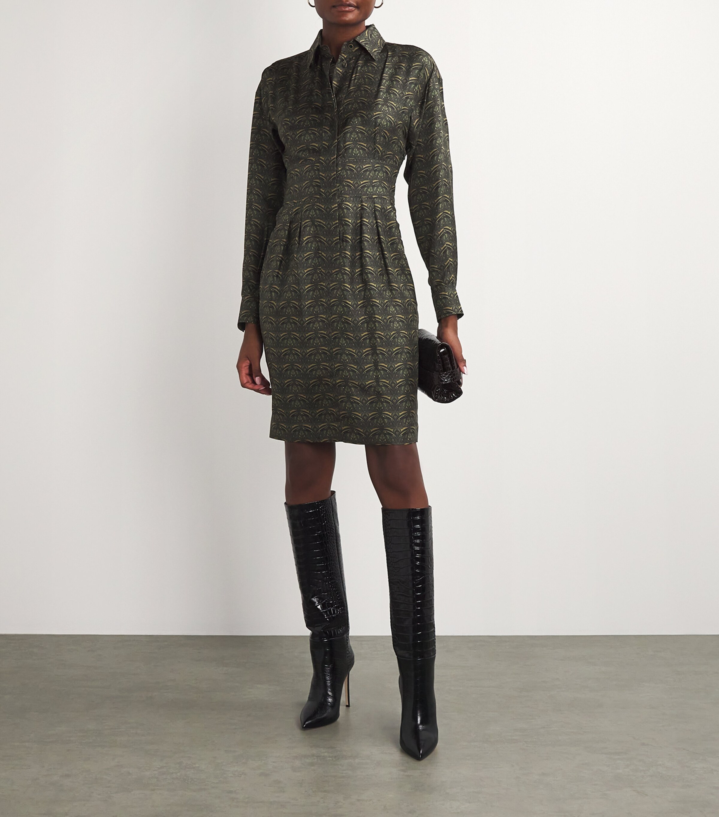 Max Mara Green Silk Printed Midi Dress | Harrods US