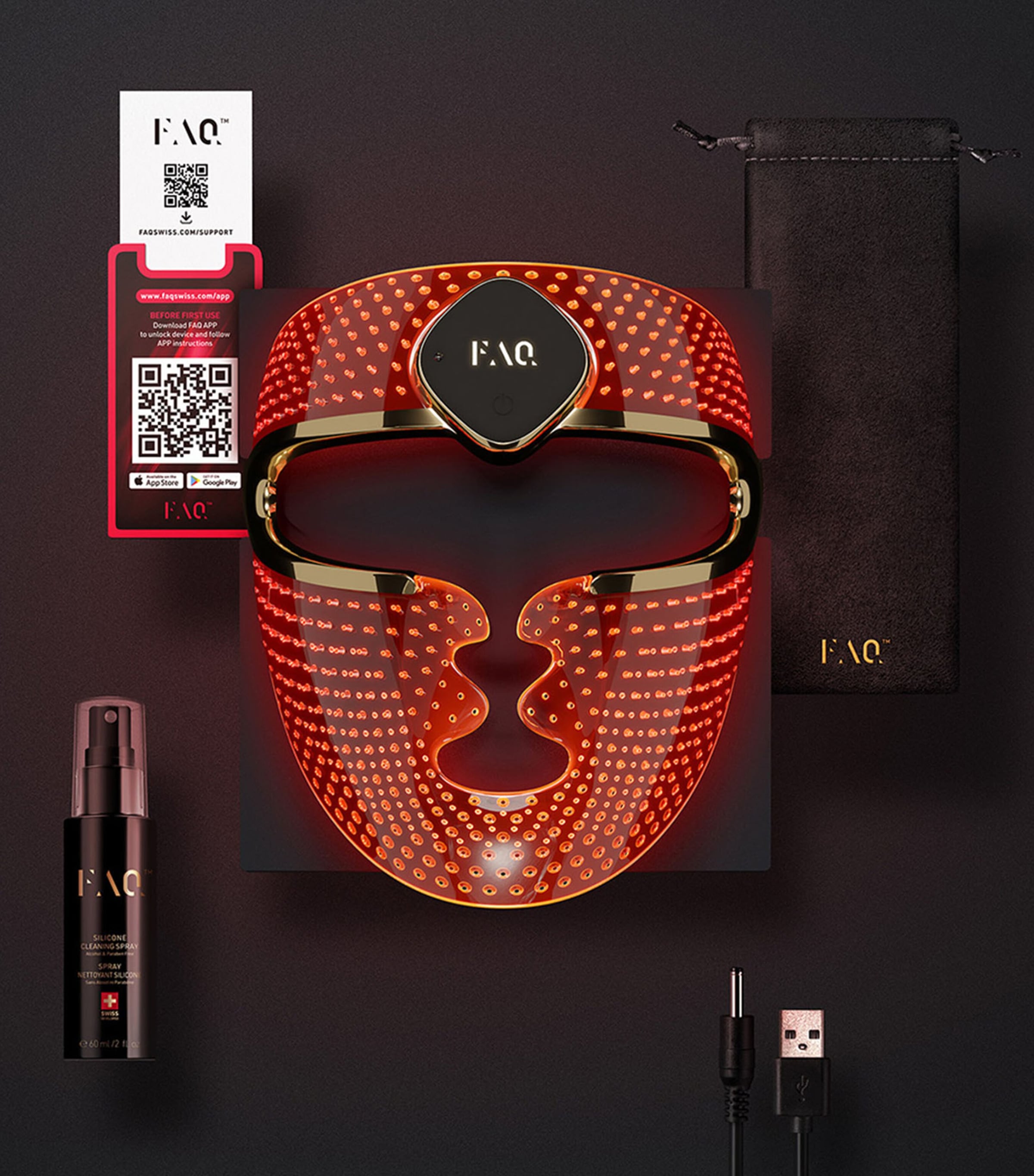 FAQ™ 202 Wireless Silicone 7 LED Light + NIR AntiAgeing Face Mask Treatment NO COLOUR Image 6