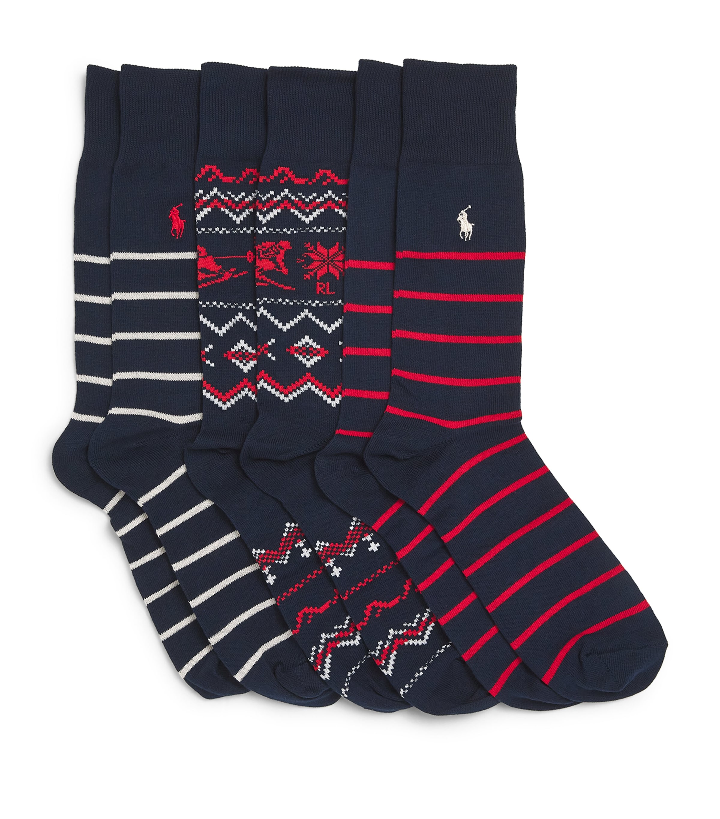 POLO RALPH LAUREN STRIPED POLO PONY SOCKS 