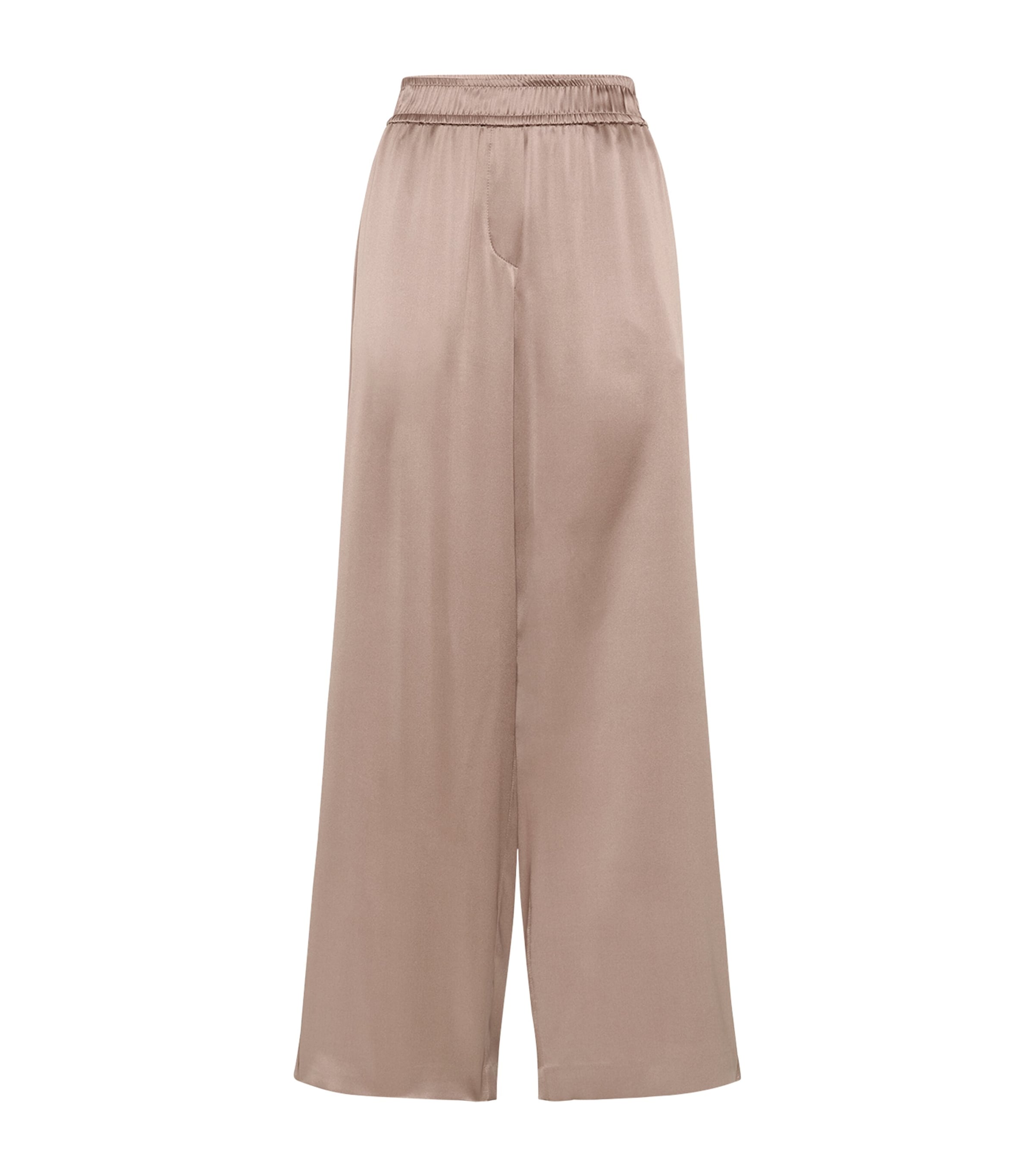 Brunello Cucinelli Stretch-silk Satin Track Trousers In Brown