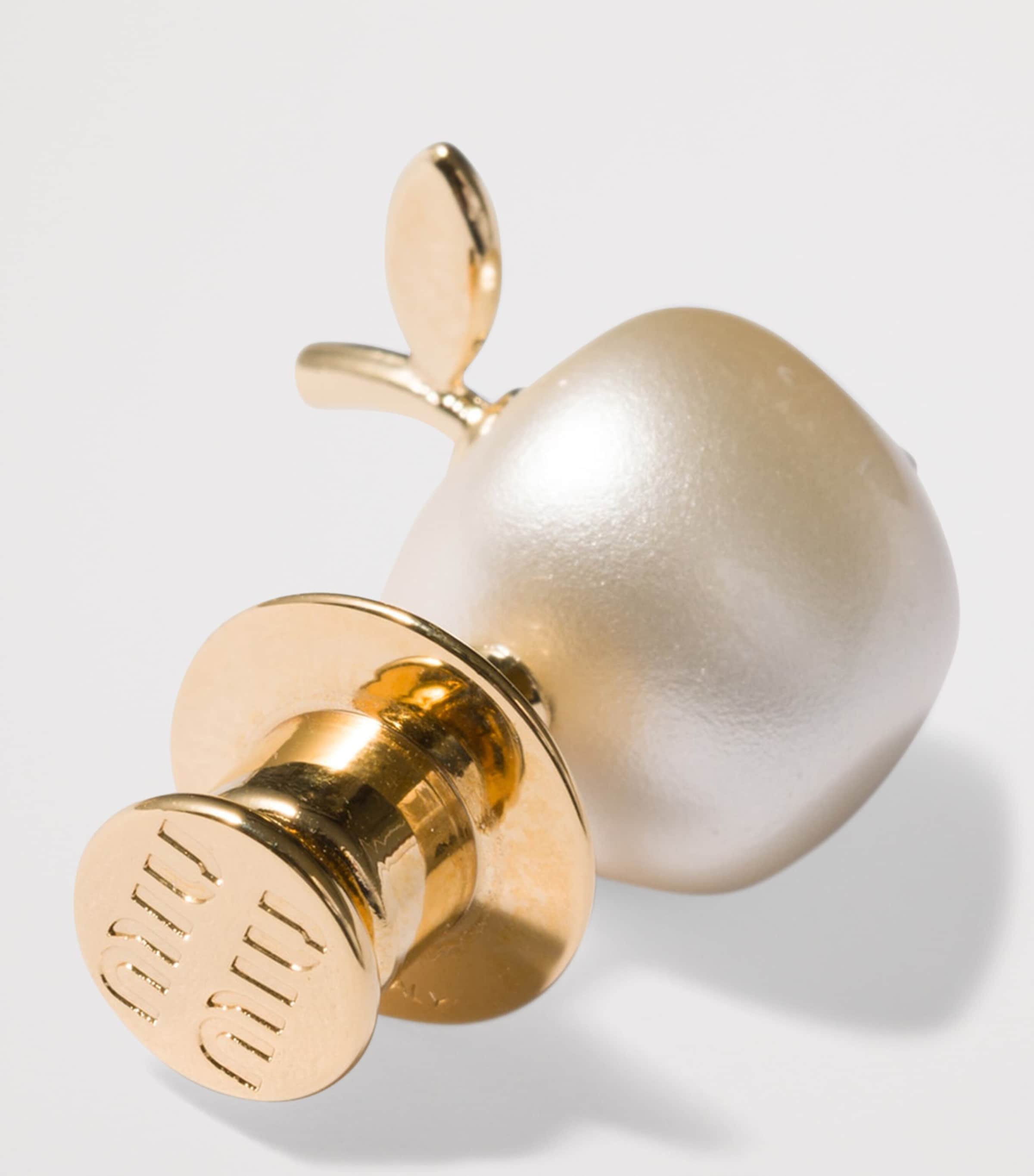 Miu Miu Pearlised Apple Brooch Gold/silver Image 2