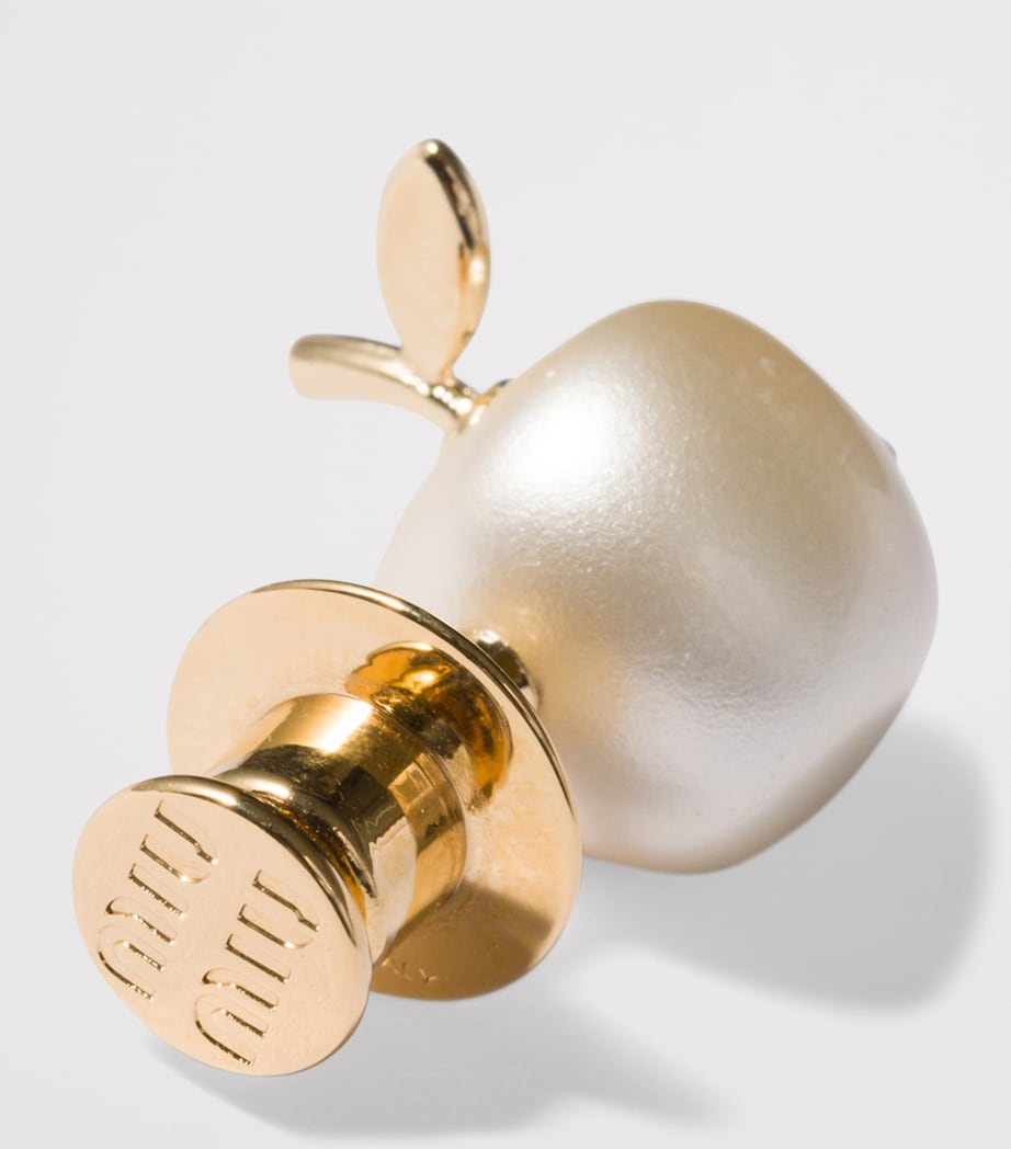 Miu Miu Pearlised Apple Brooch Gold/silver Image 2