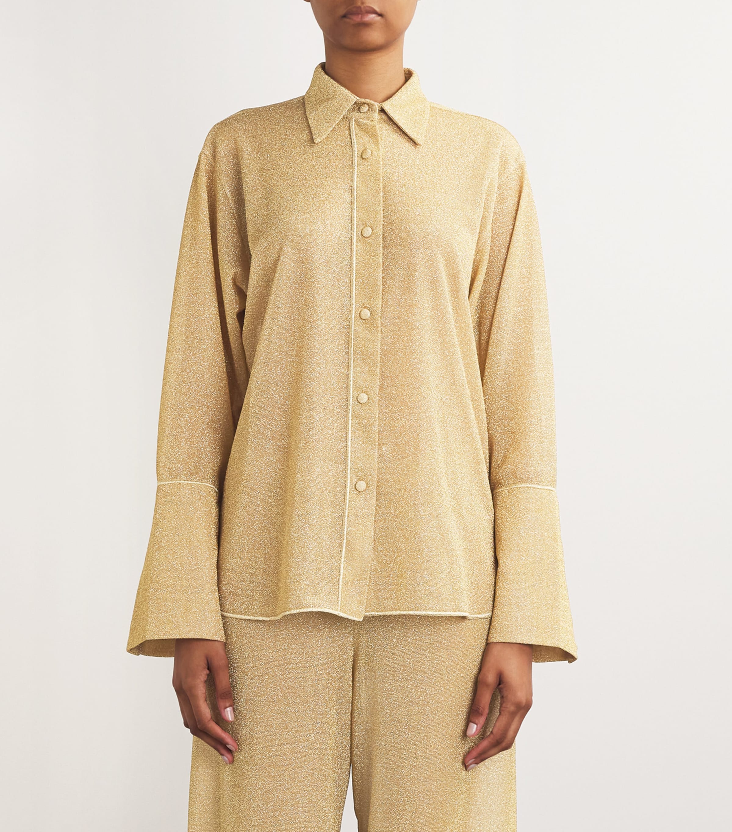 Oséree Womens Oversized Lumière Shirt Gold Image 3
