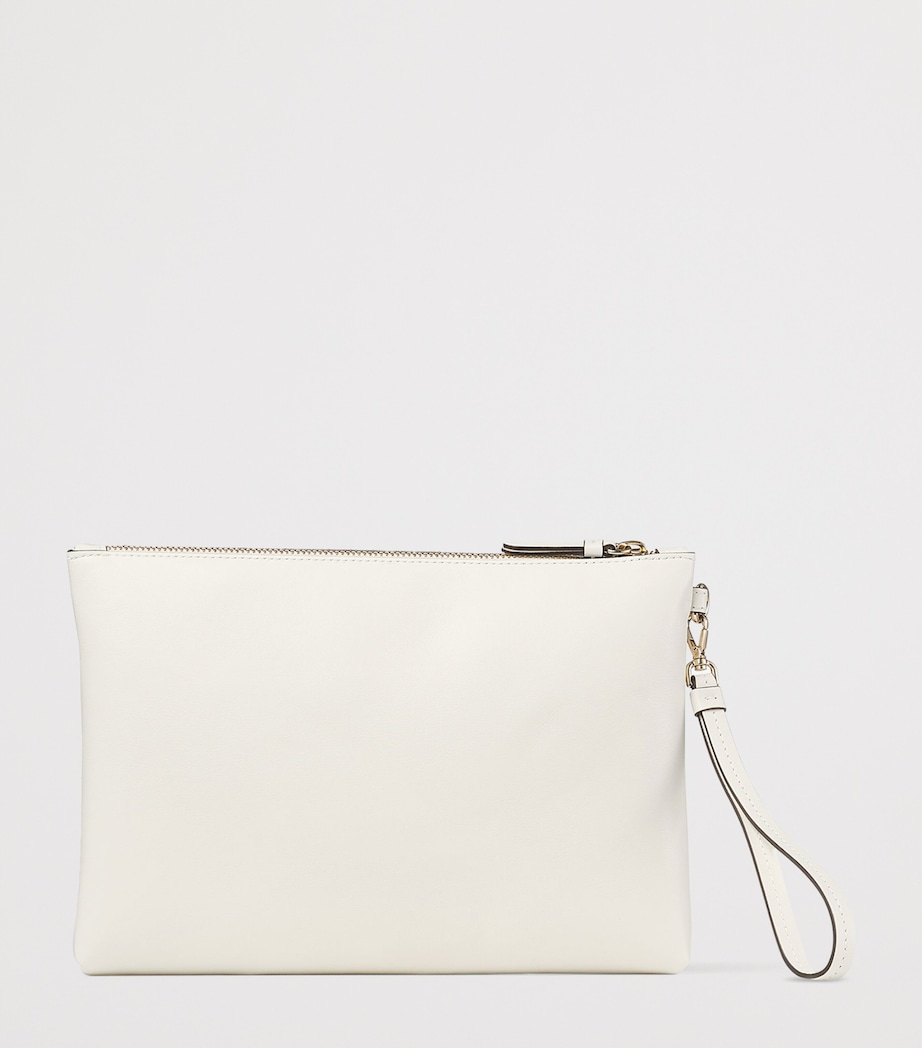 Leather Embroidered Pouch LATTE/LIGHT GOLD Image 3